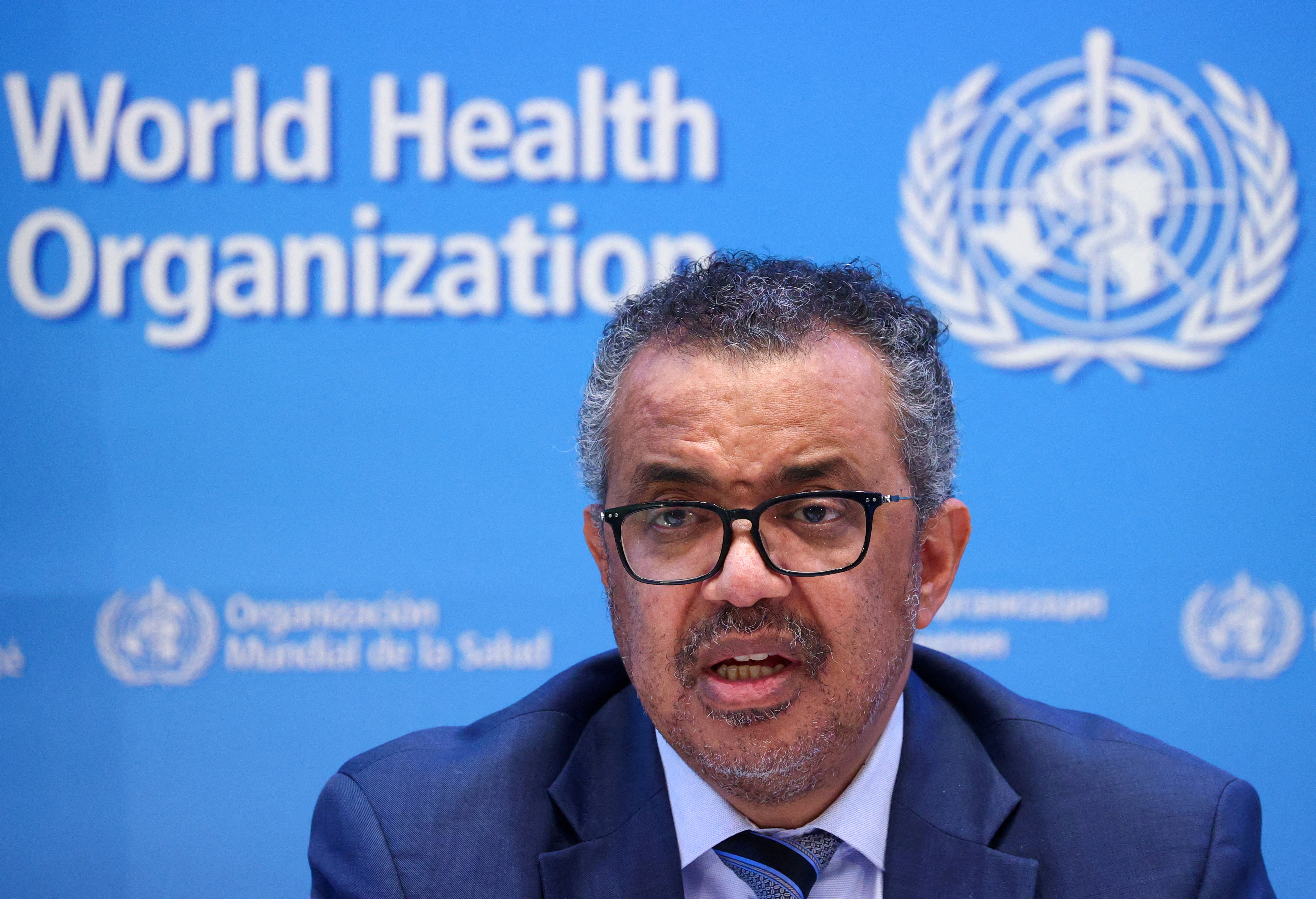 Tedros Adhanom Ghebreyesus, Director-General of the World Health Organization (WHO), speaks during a news conference in Geneva, Switzerland