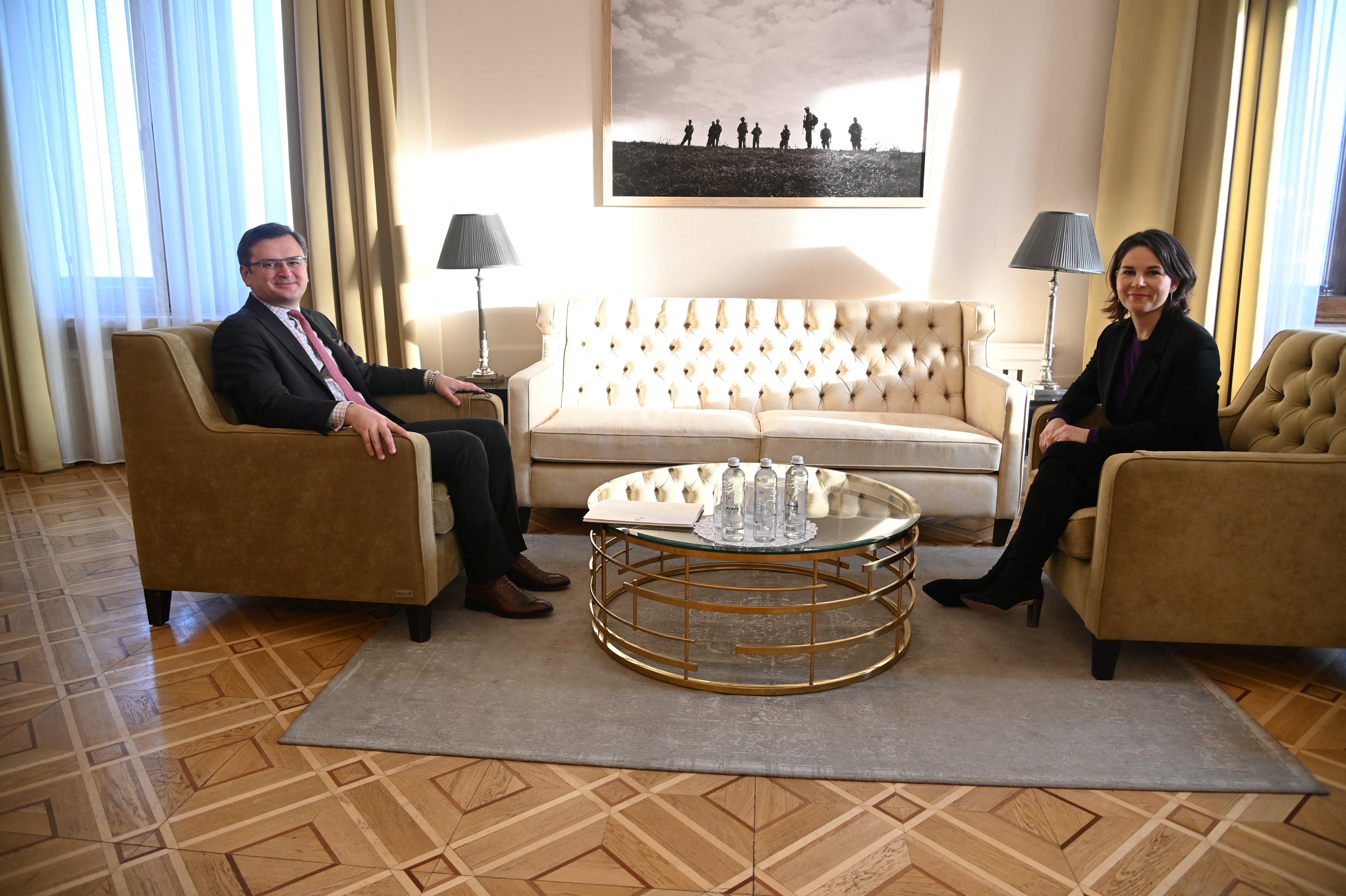 German Foreign Minister Annalena Baerbock attends a meeting with Ukrainian Foreign Minister Dmytro Kuleba in Kyiv