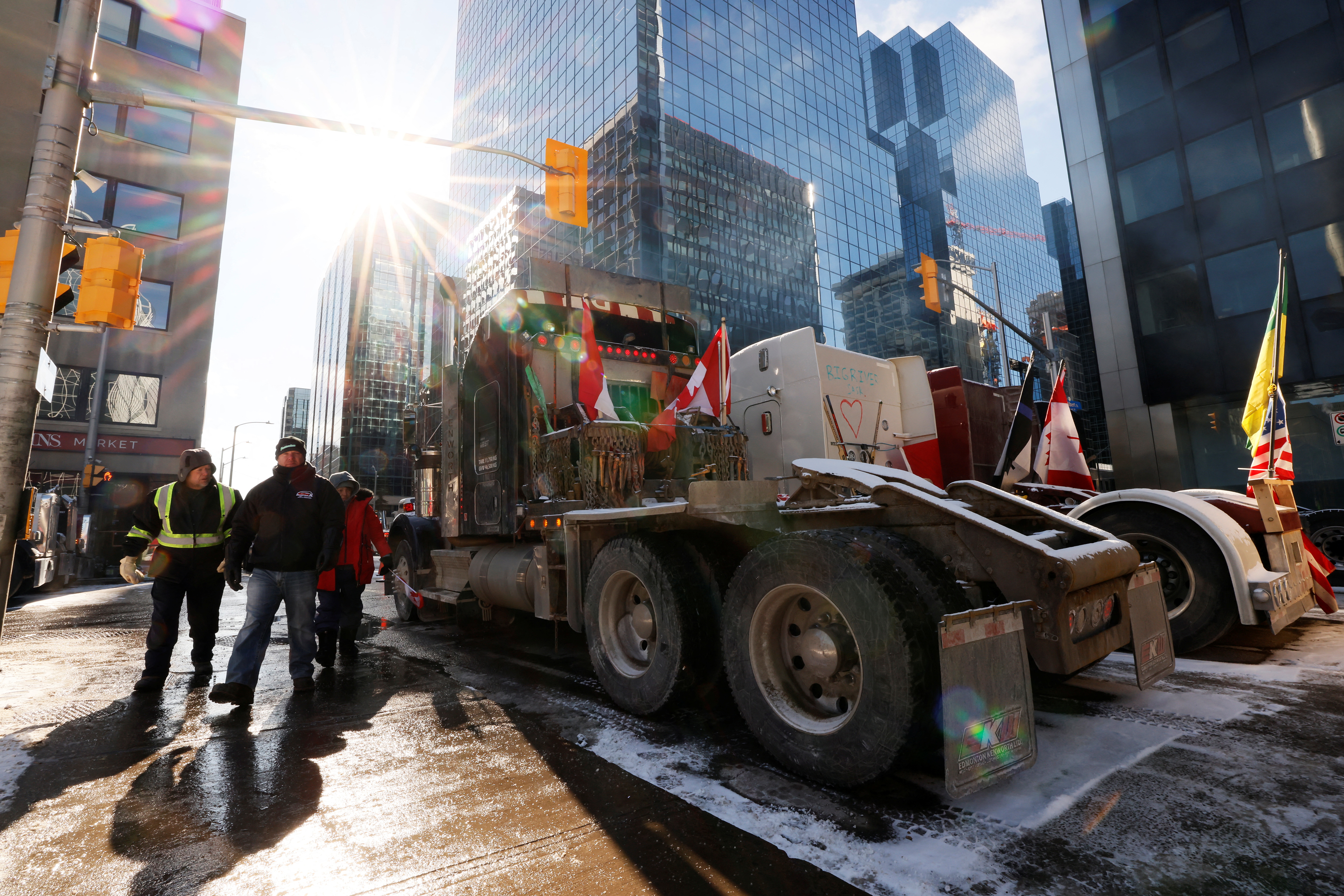 Vehicles and demonstrators continue to clog downtown streets as truckers and supporters continue to protest coronavirus disease (COVID-19) vaccine mandates, in Ottawa