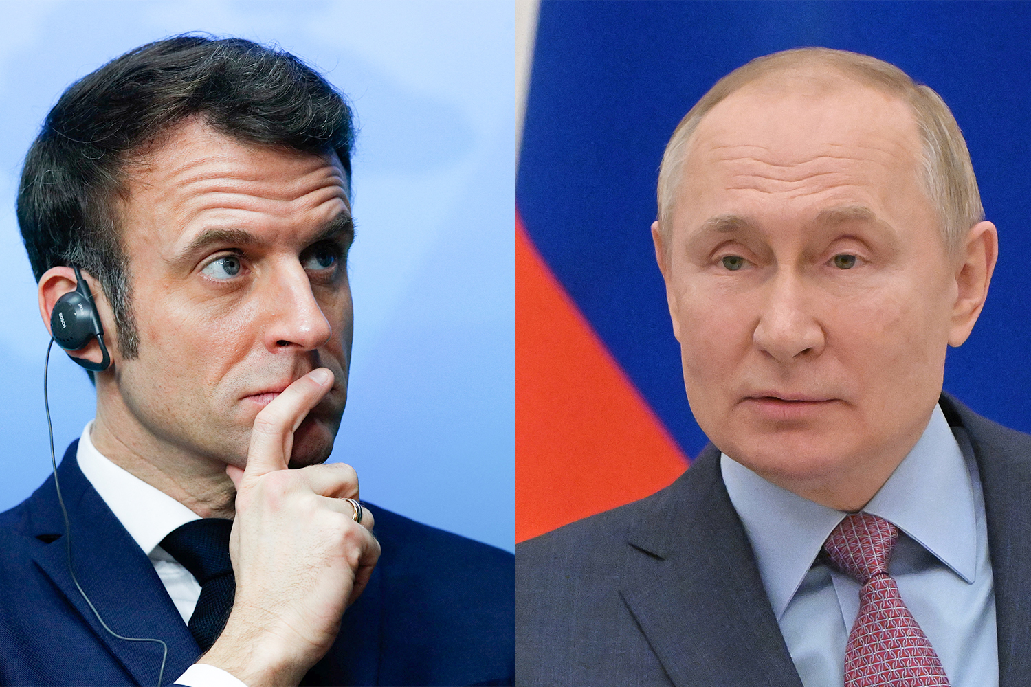 Emmanuel Macron and Vladimir Putin