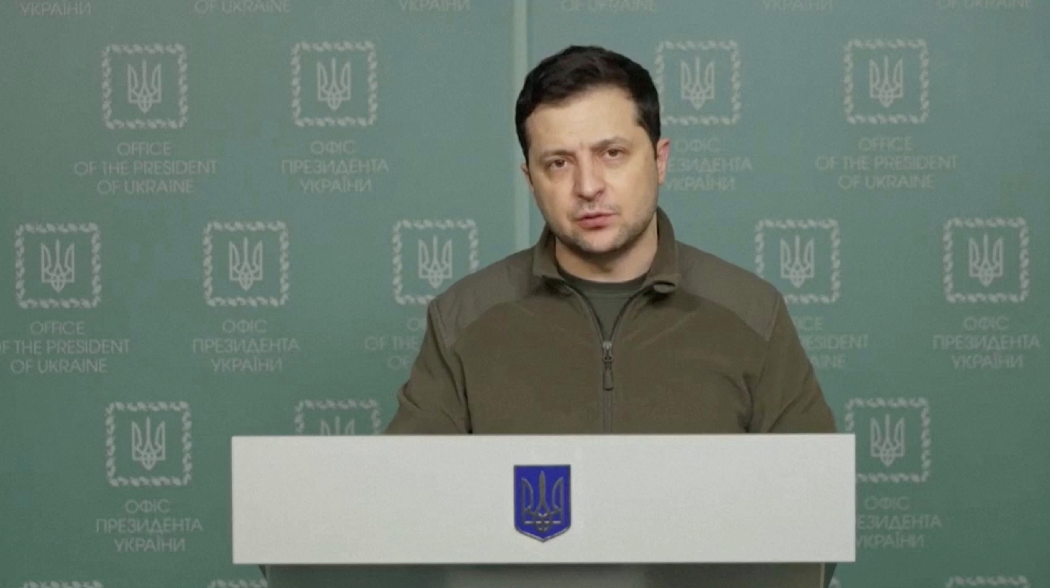 Ukrainian President Volodymyr Zelenskyy speaks about current situation in Kyiv, Ukraine