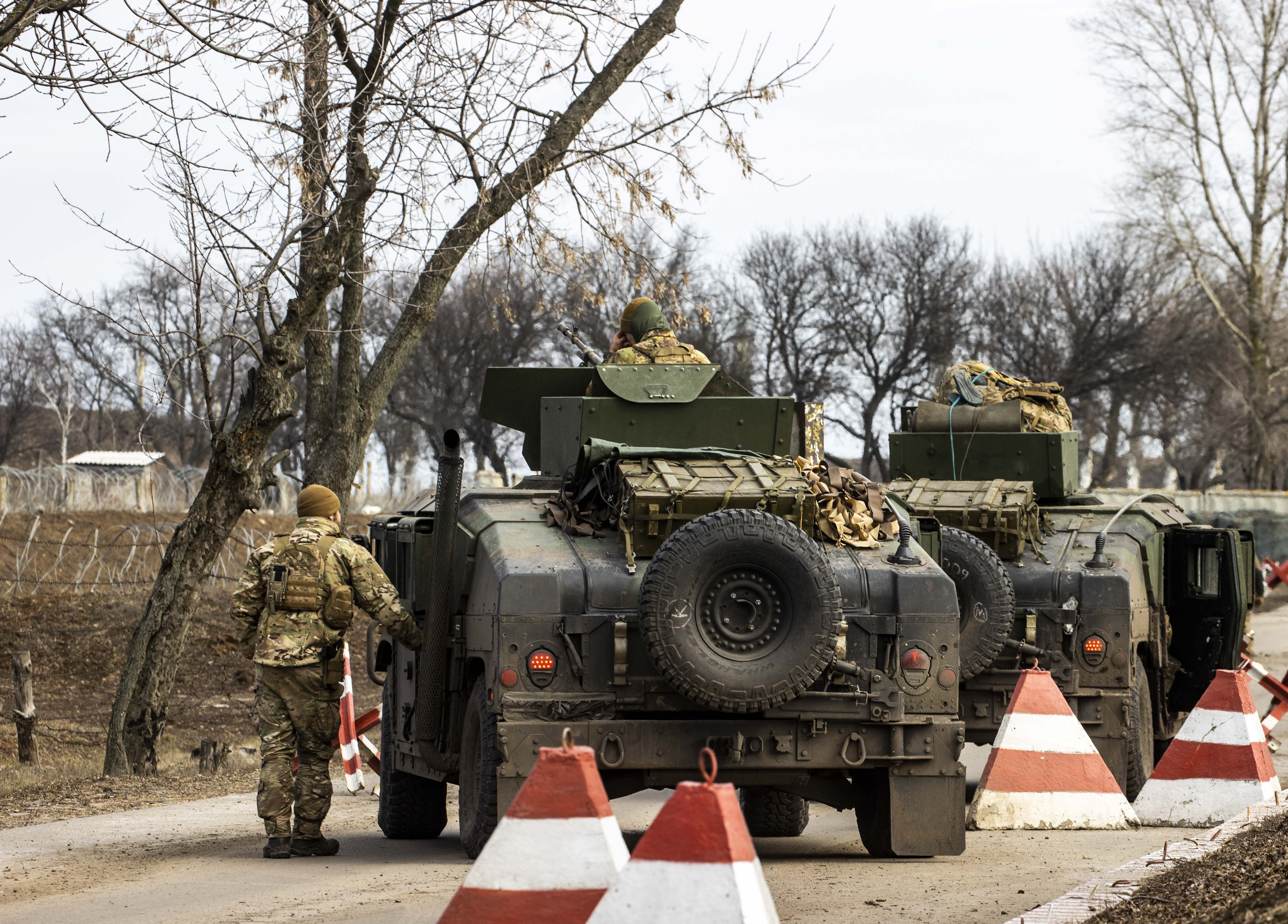 Tanks are seen in Kramatorsk, Ukraine.