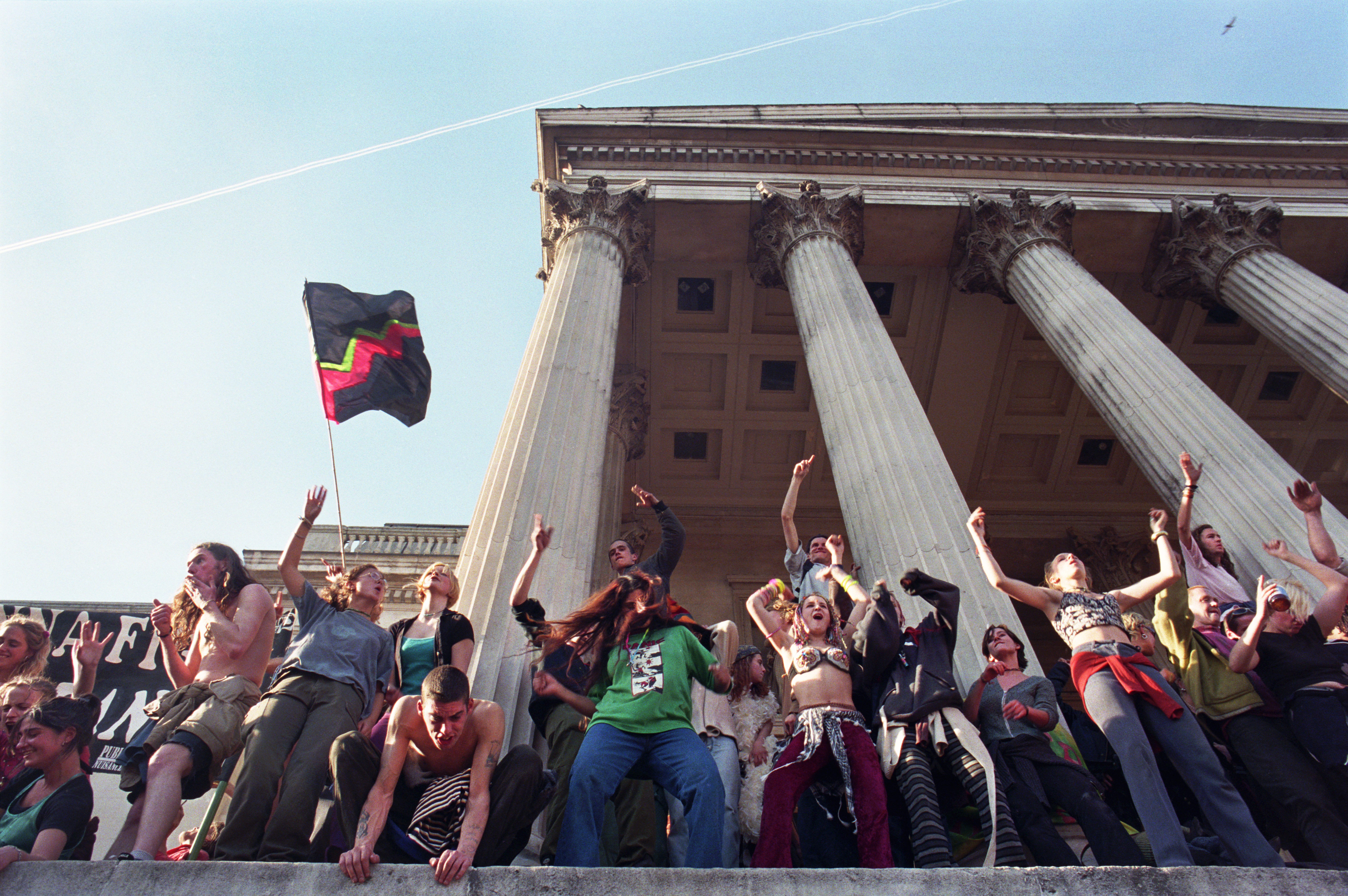 Reclaim the Streets activists gather in Trafalgar Square in 1997