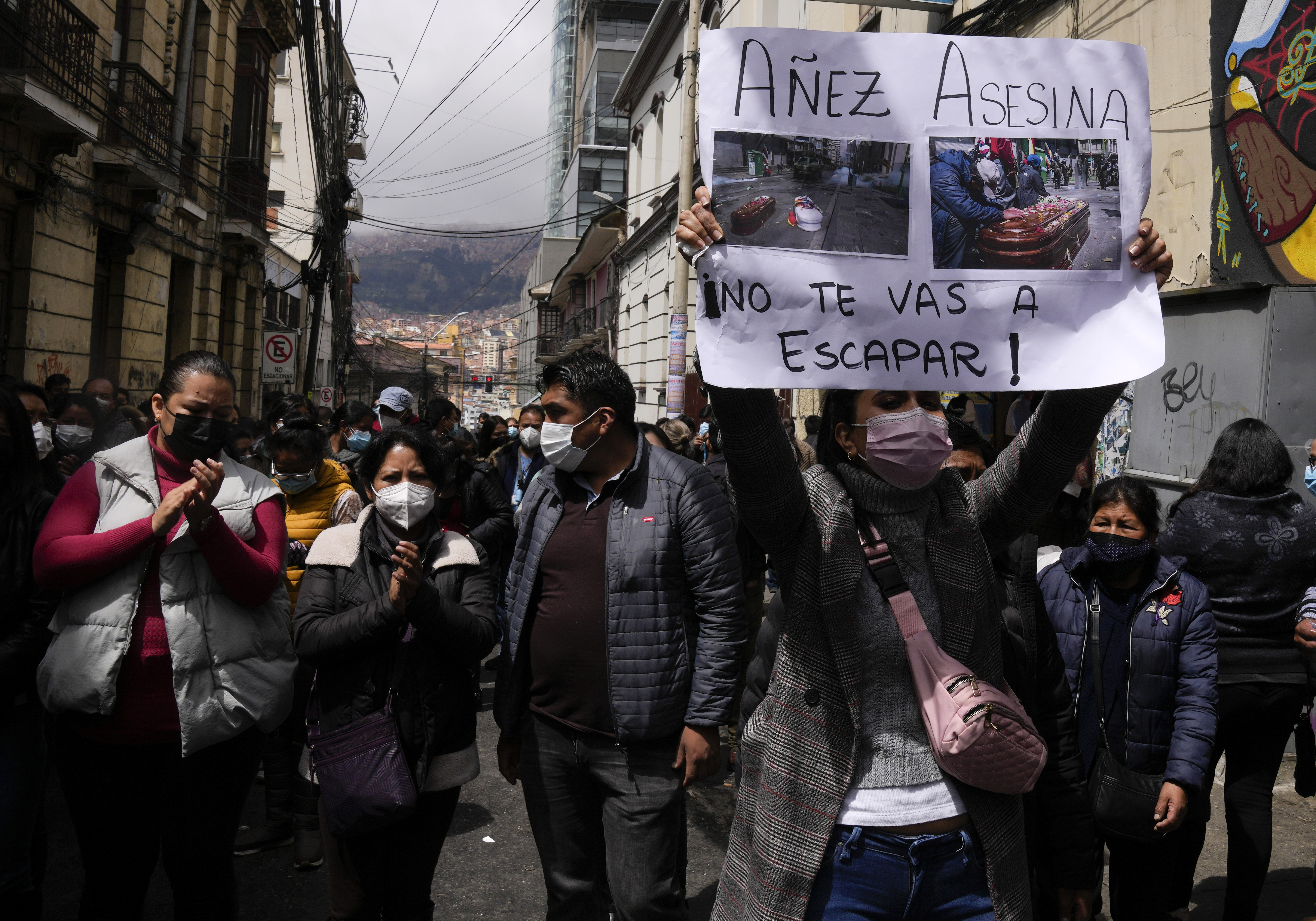 Protesters outside court