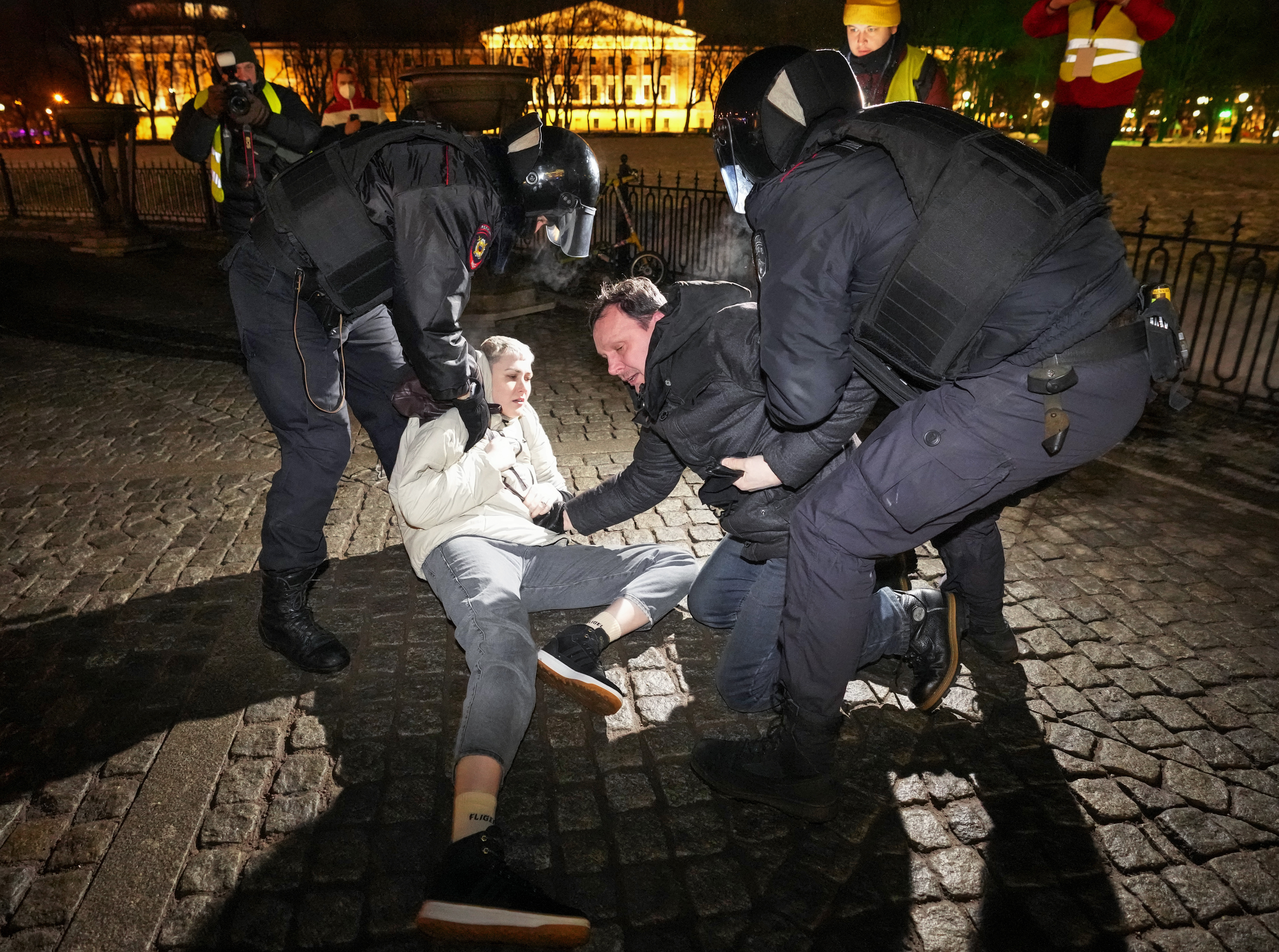 Police detaining protesters
