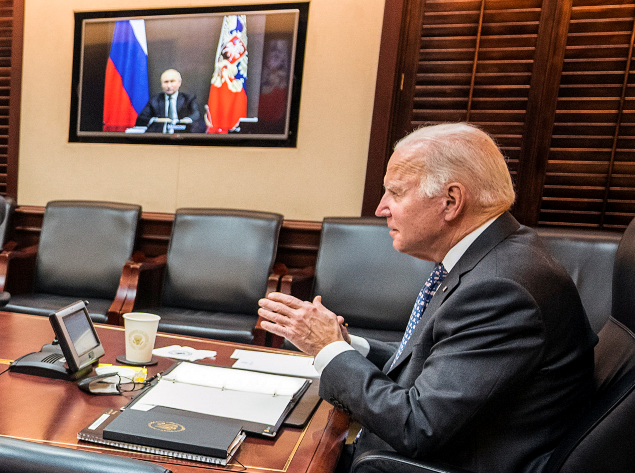 US President Joe Biden holds virtual talks with Russia's President Vladimir Putin