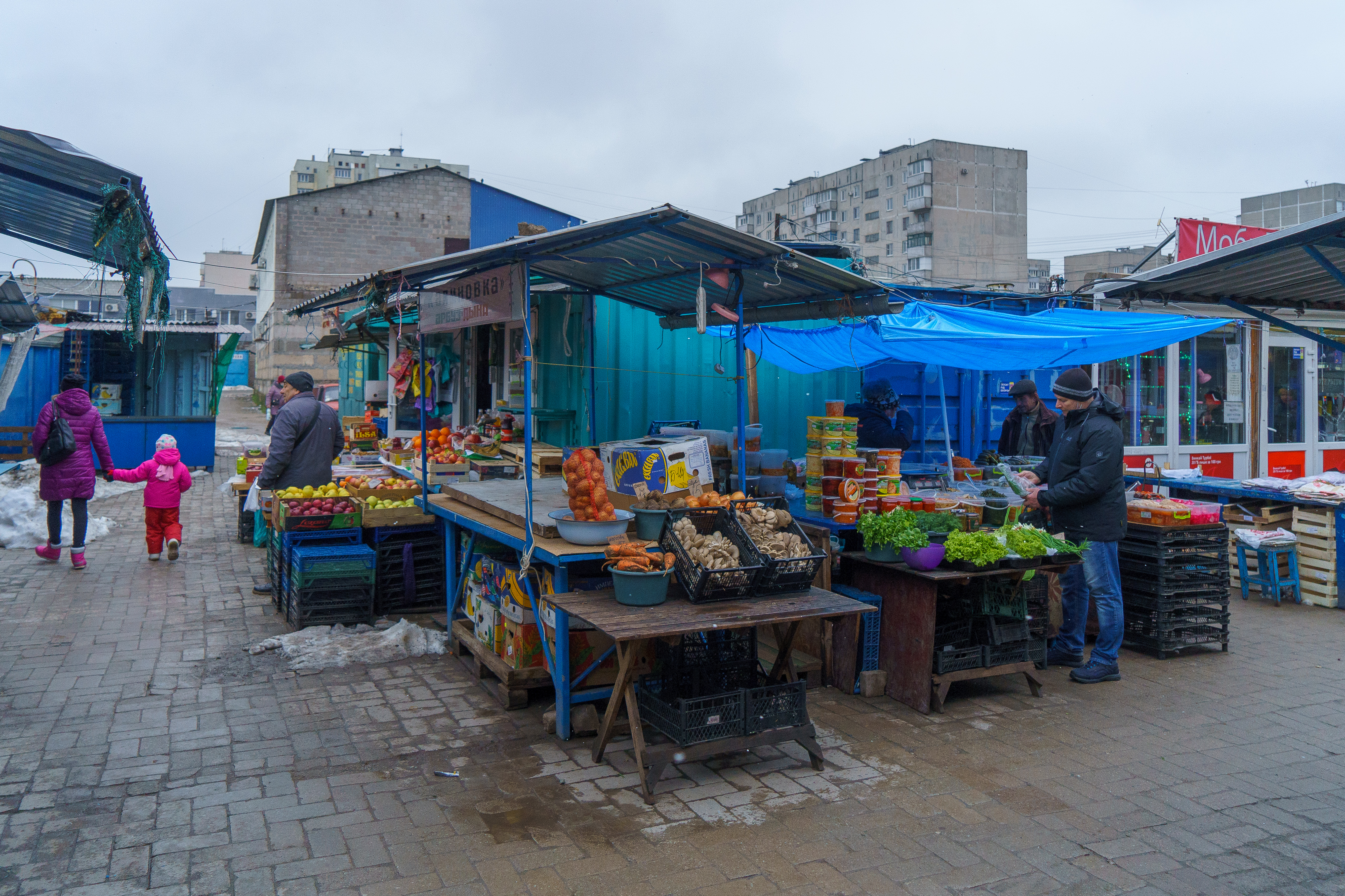 Kyivskiy market in Shidnyi microdistrict, Mariupol, Ukraine 2022.