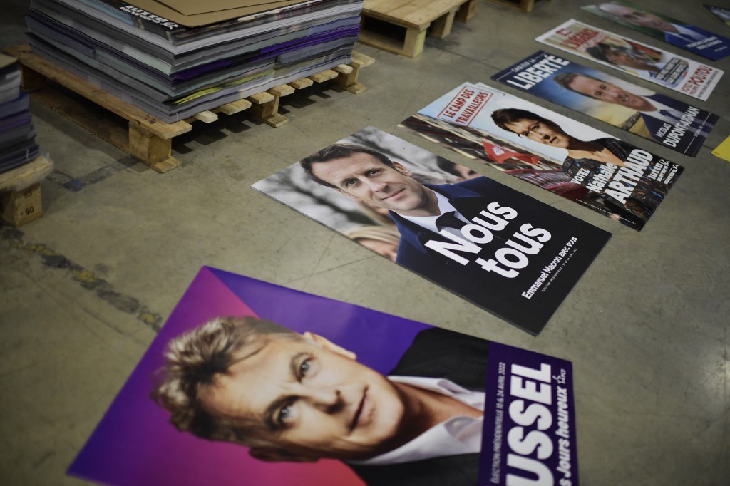 Official campaign posters of French presidential election candidates