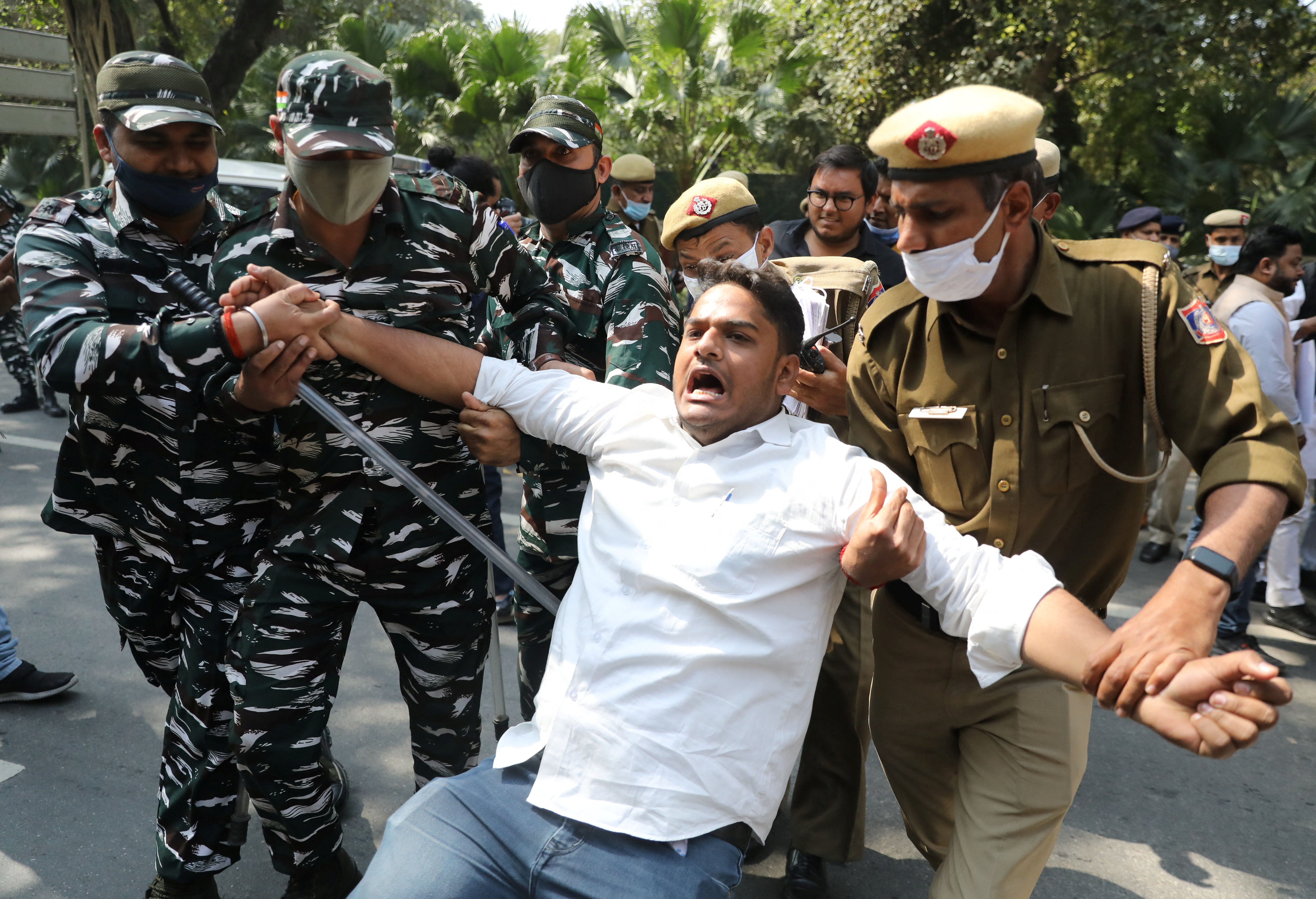 Protest demanding immediate evacuation of Indian students from Ukraine