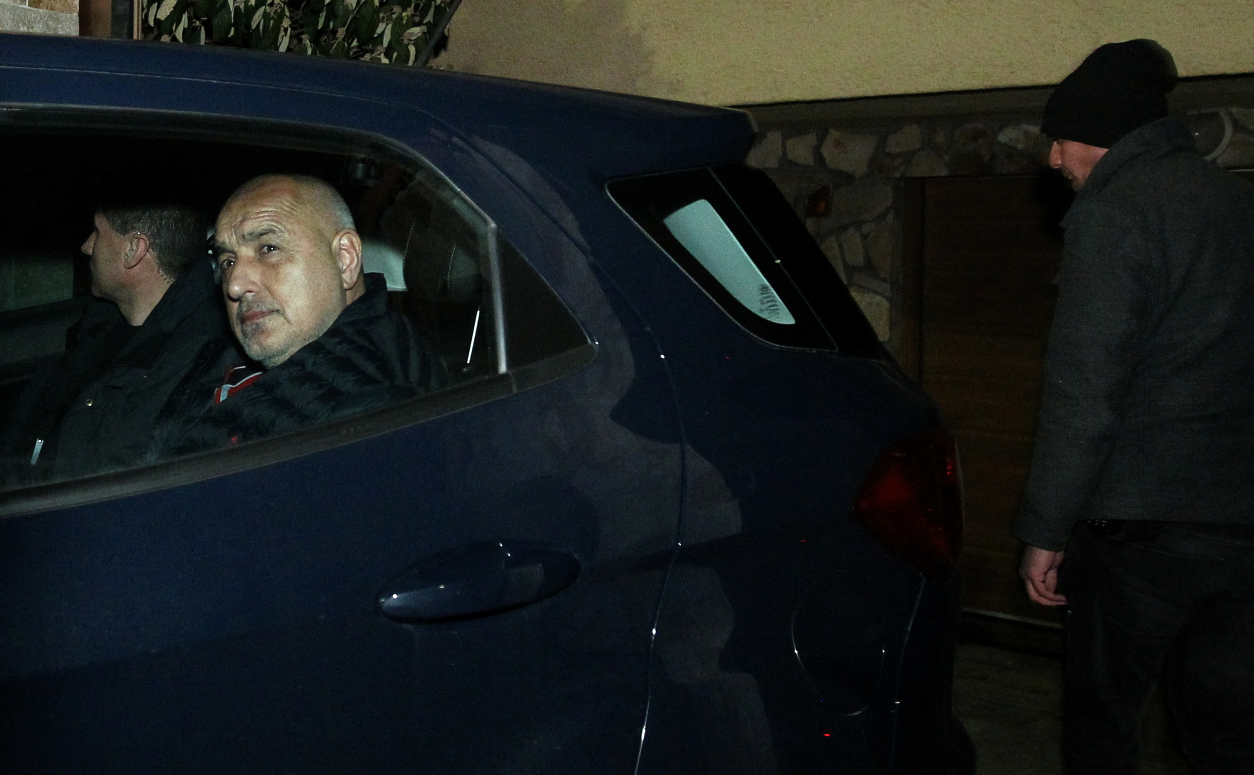 Boyko Borissov sits in a car