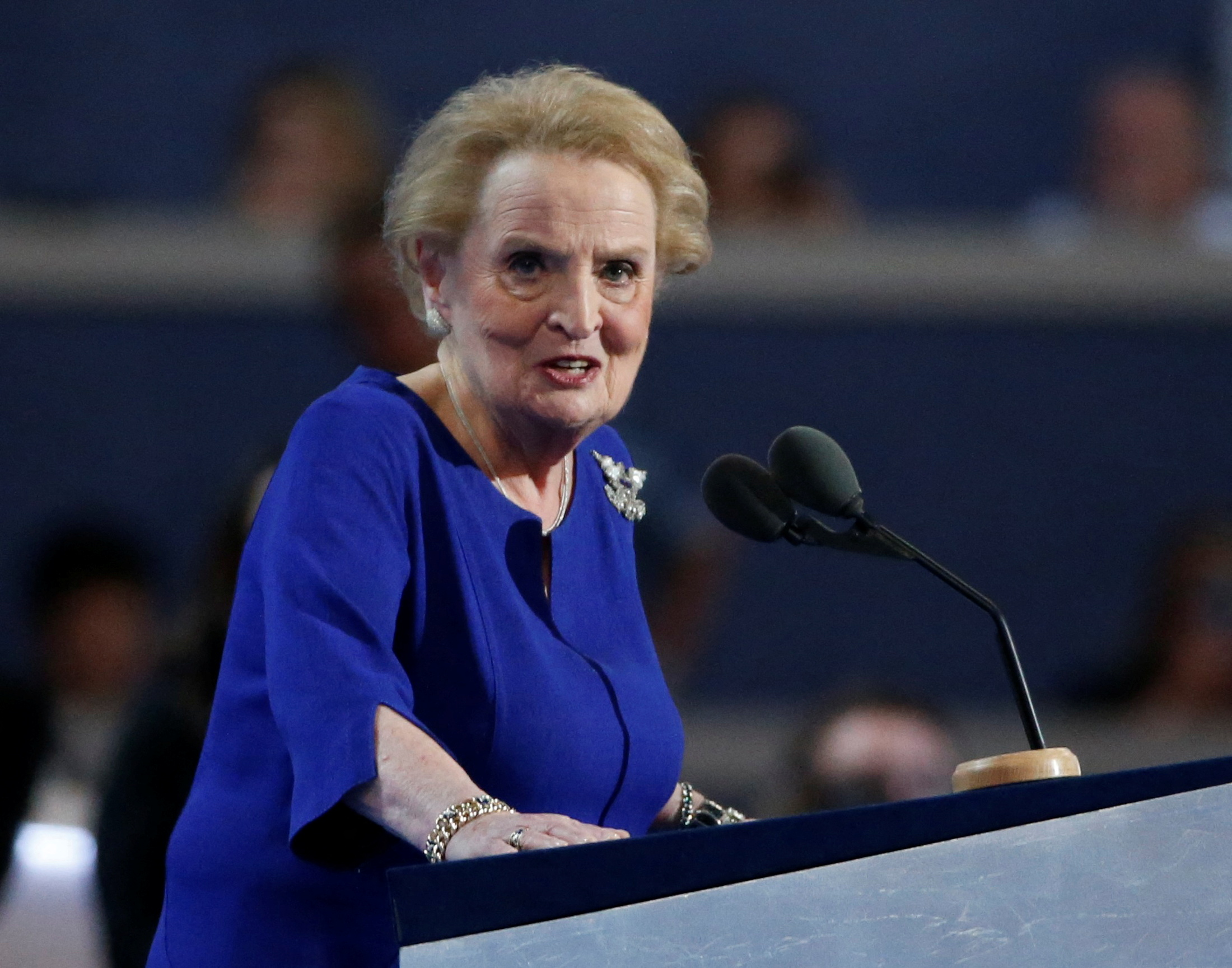 Former Secretary of State Madeline Albright speaks at the Democratic National Convention in Philadelphia, Pennsylvania,
