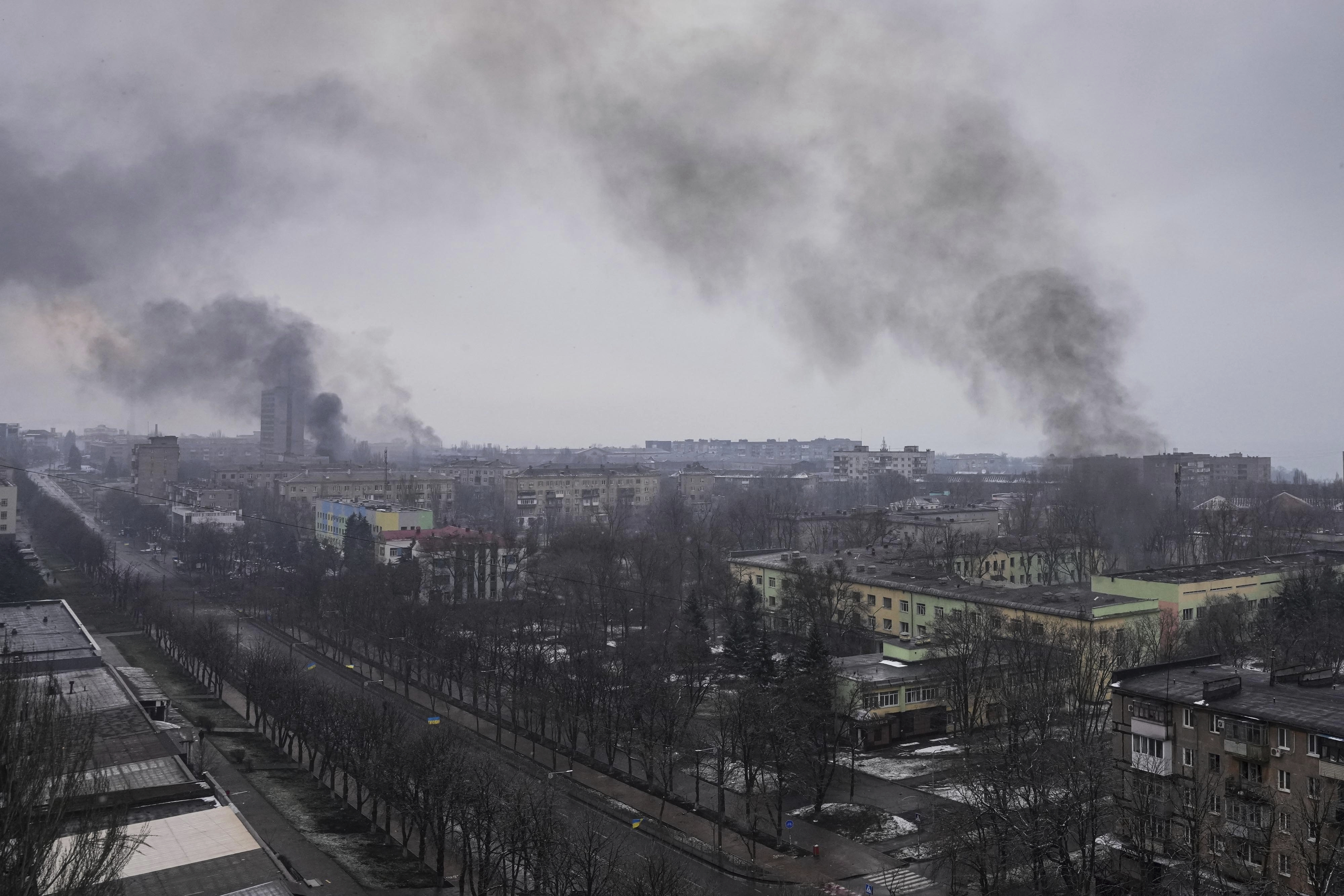 Smoke rise after shelling in Mariupol
