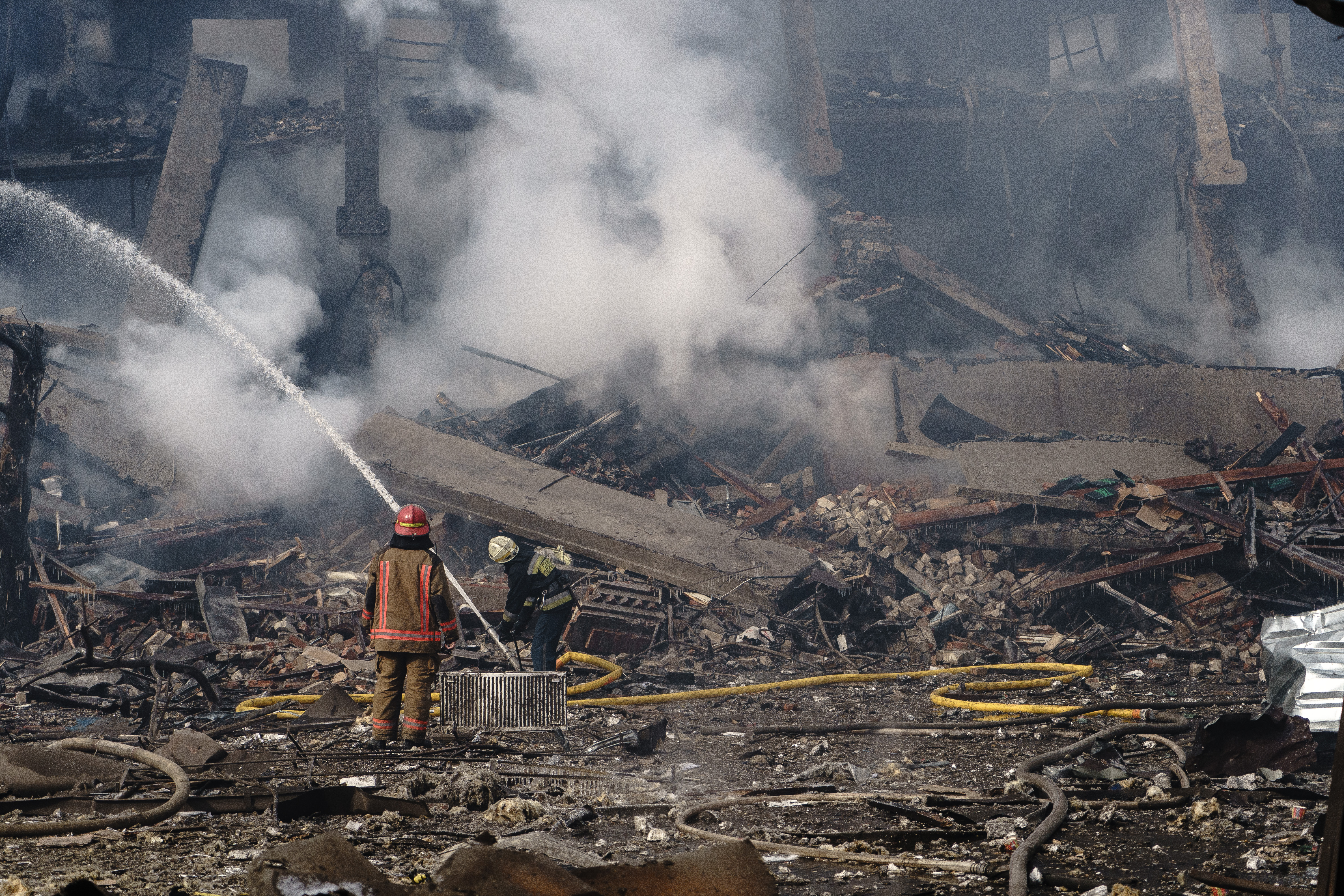 Devastation from an airstrike on a shoe factory in Dnipro