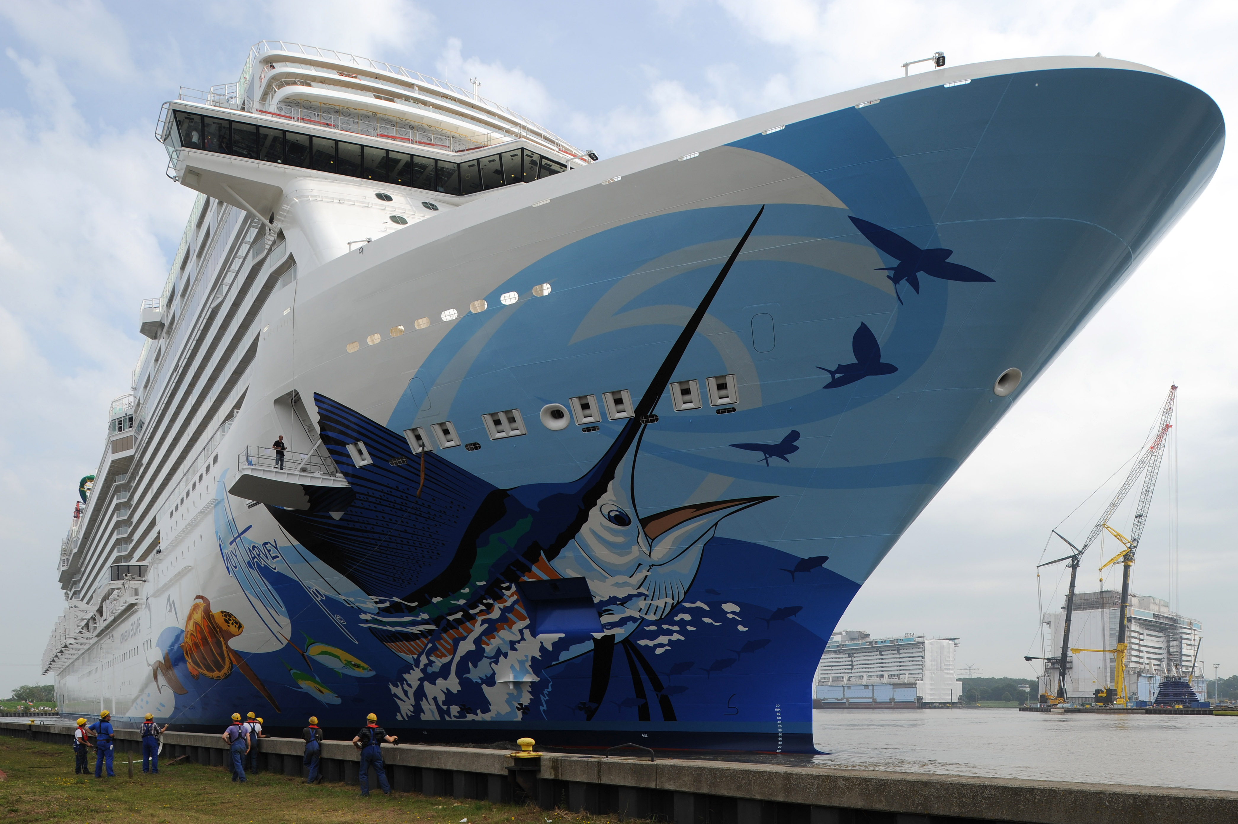The Norwegian Escape leaving port for the first time in 2015