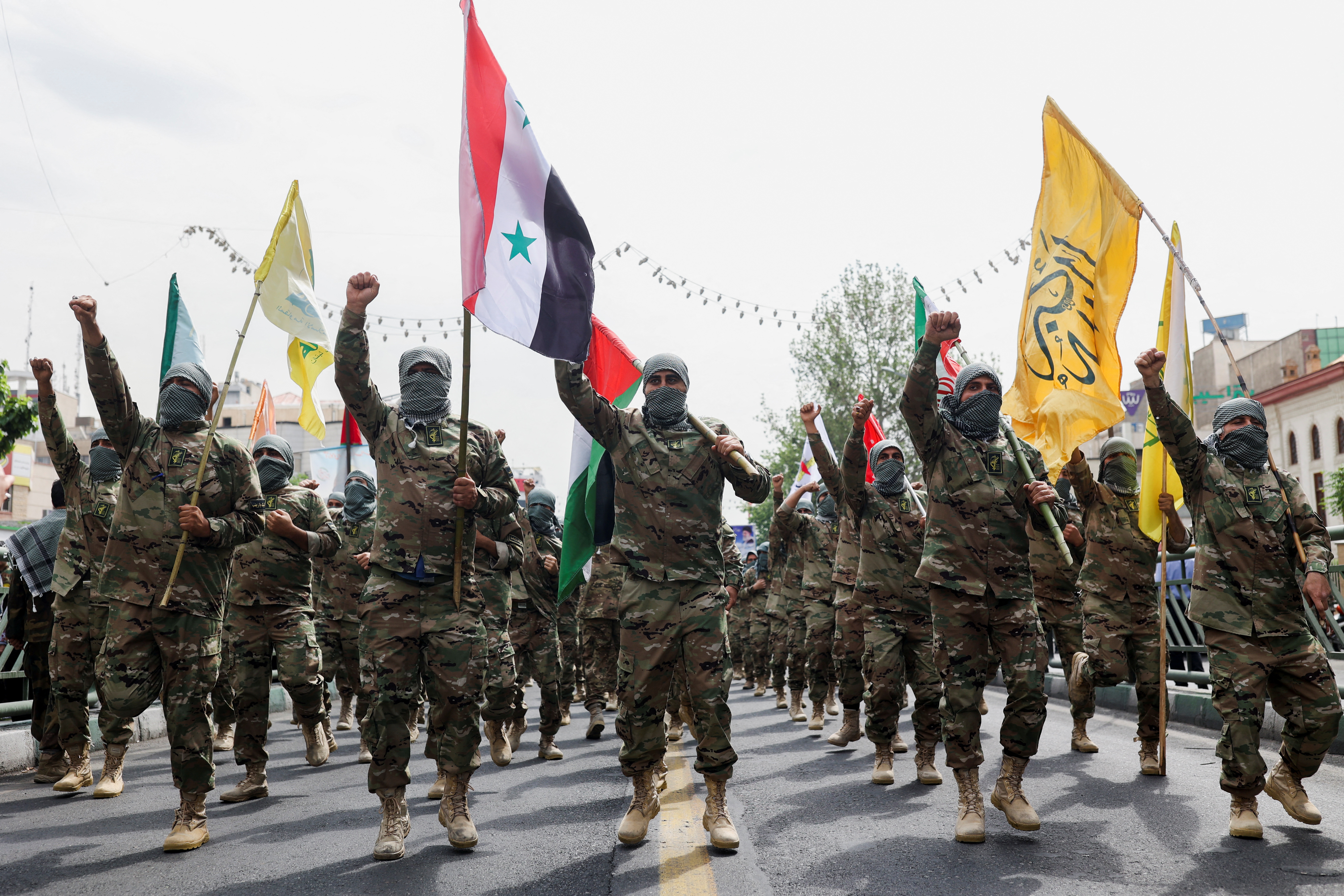 Members of special IRGC forces attend a rally marking the annual Quds Day, or Jerusalem Day, on the last Friday of the holy month of Ramadan in Tehran, Iran