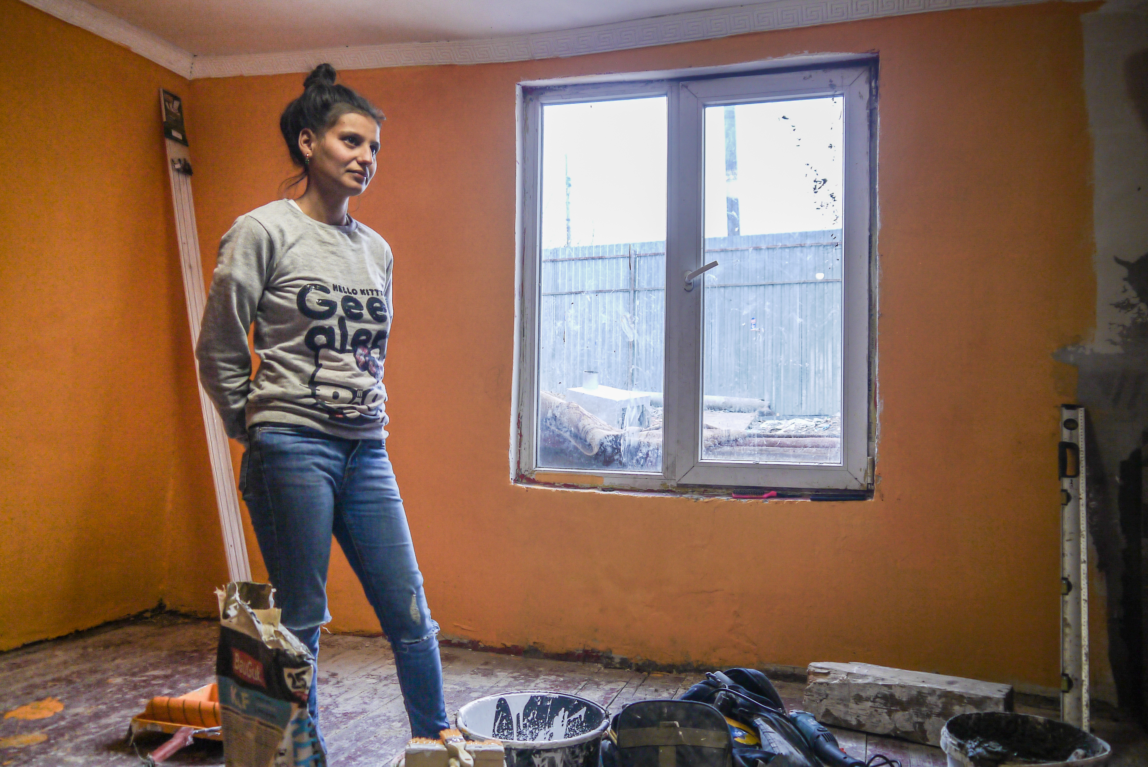 719.jpg: Angelina Debyosh says it is her husband Igor Kotlar's "dream to defend Ukraine".