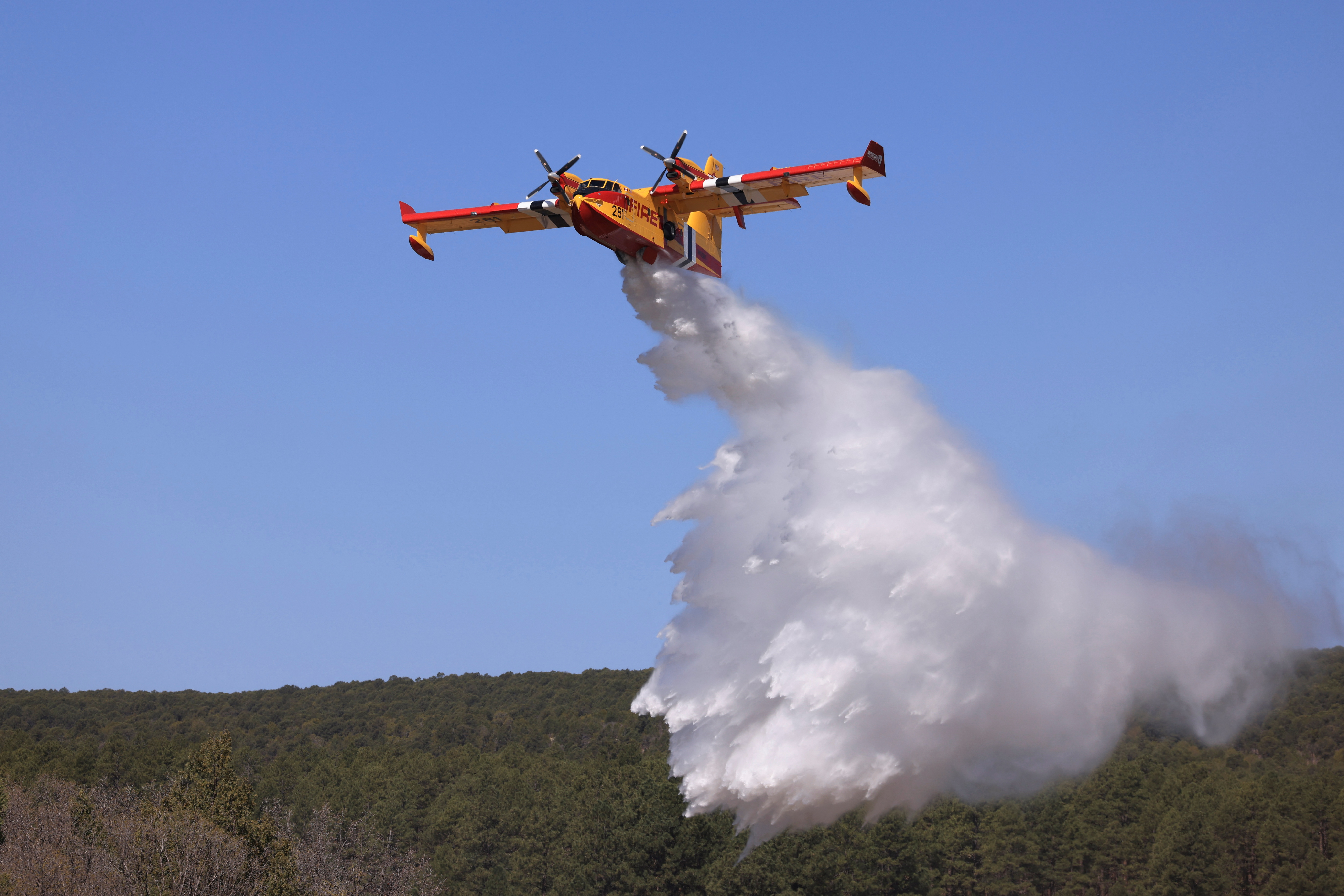 Plane putting out fire