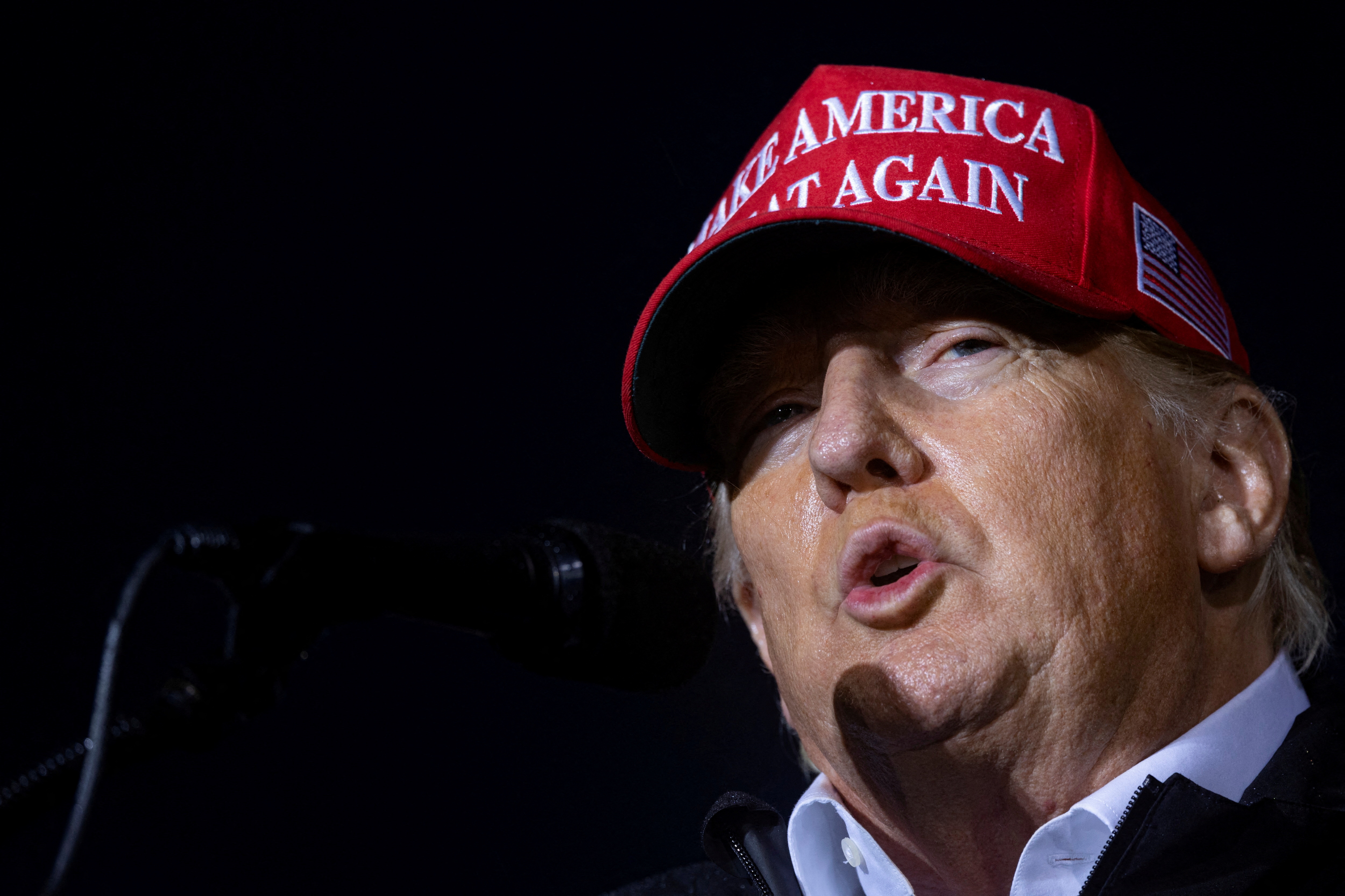Former U.S. President Donald Trump speaks during a rally to boost Pennsylvania Republican U.S. Senate candidate Dr. Mehmet Oz, ahead of the May 17 primary election at the Westmoreland Fairgrounds in Greensburg, Pennsylvania.