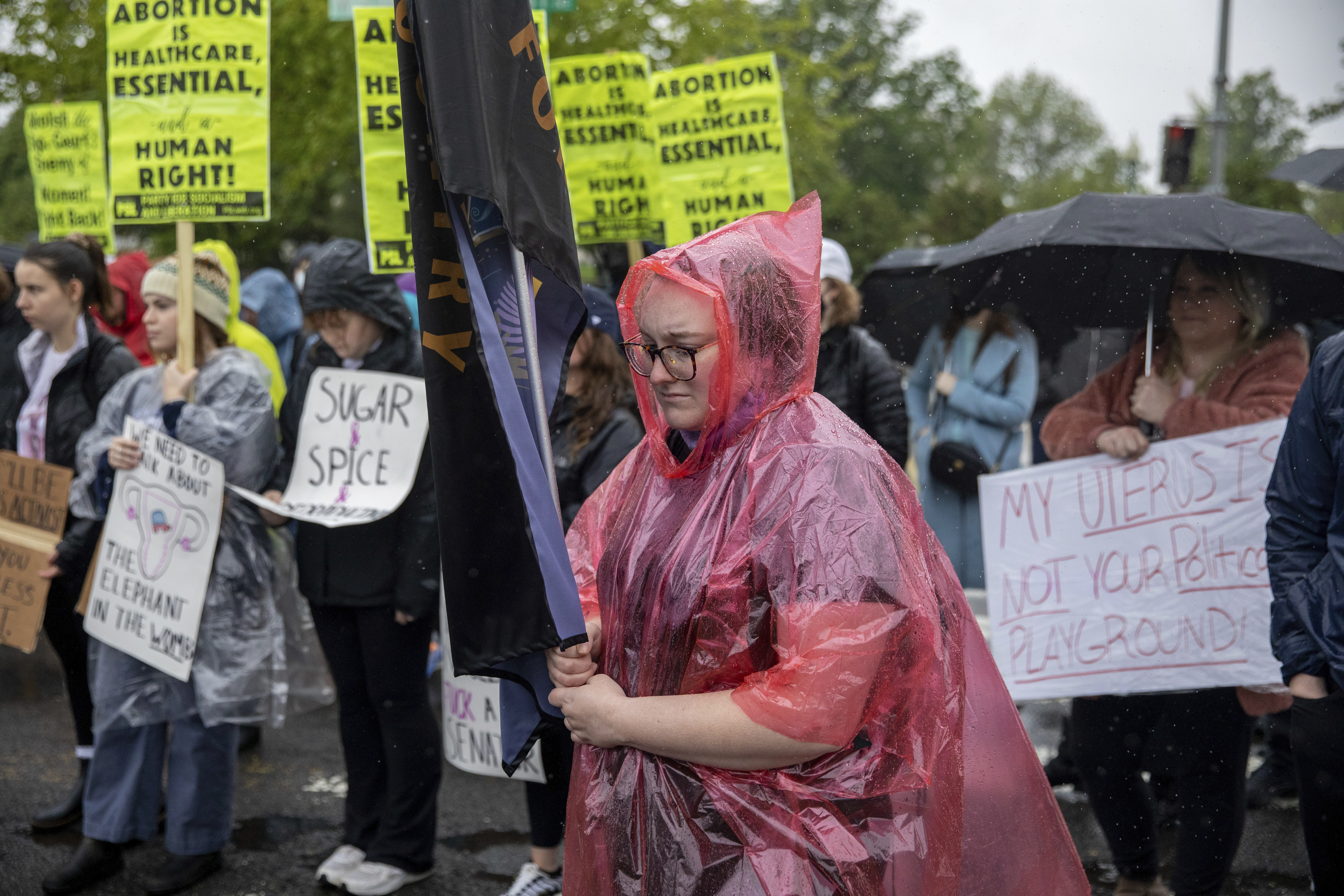 Abortion-rights demonstrators protest outside of the U.S. Supreme Court