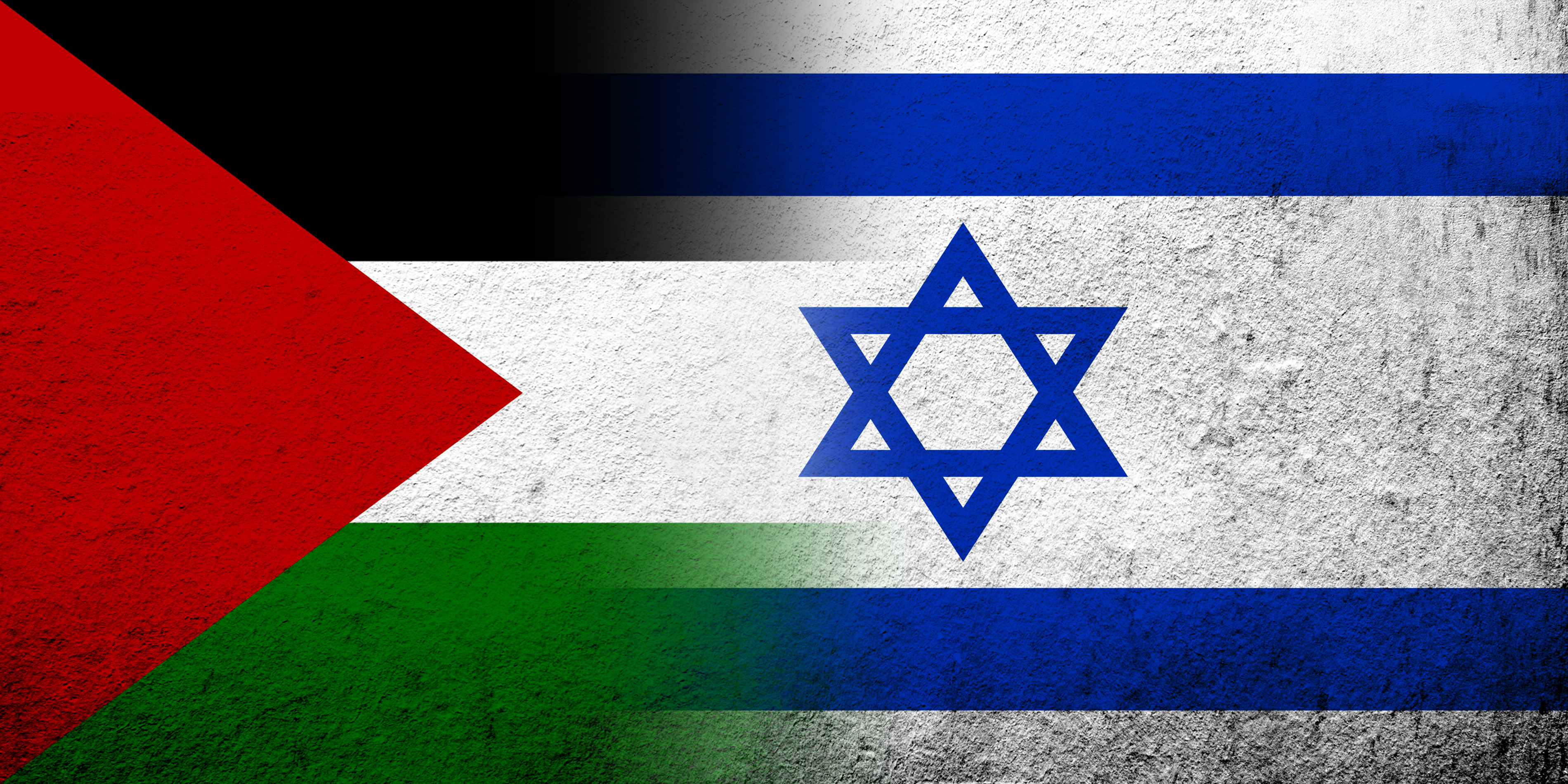 Palestinian and Israeli flags merging