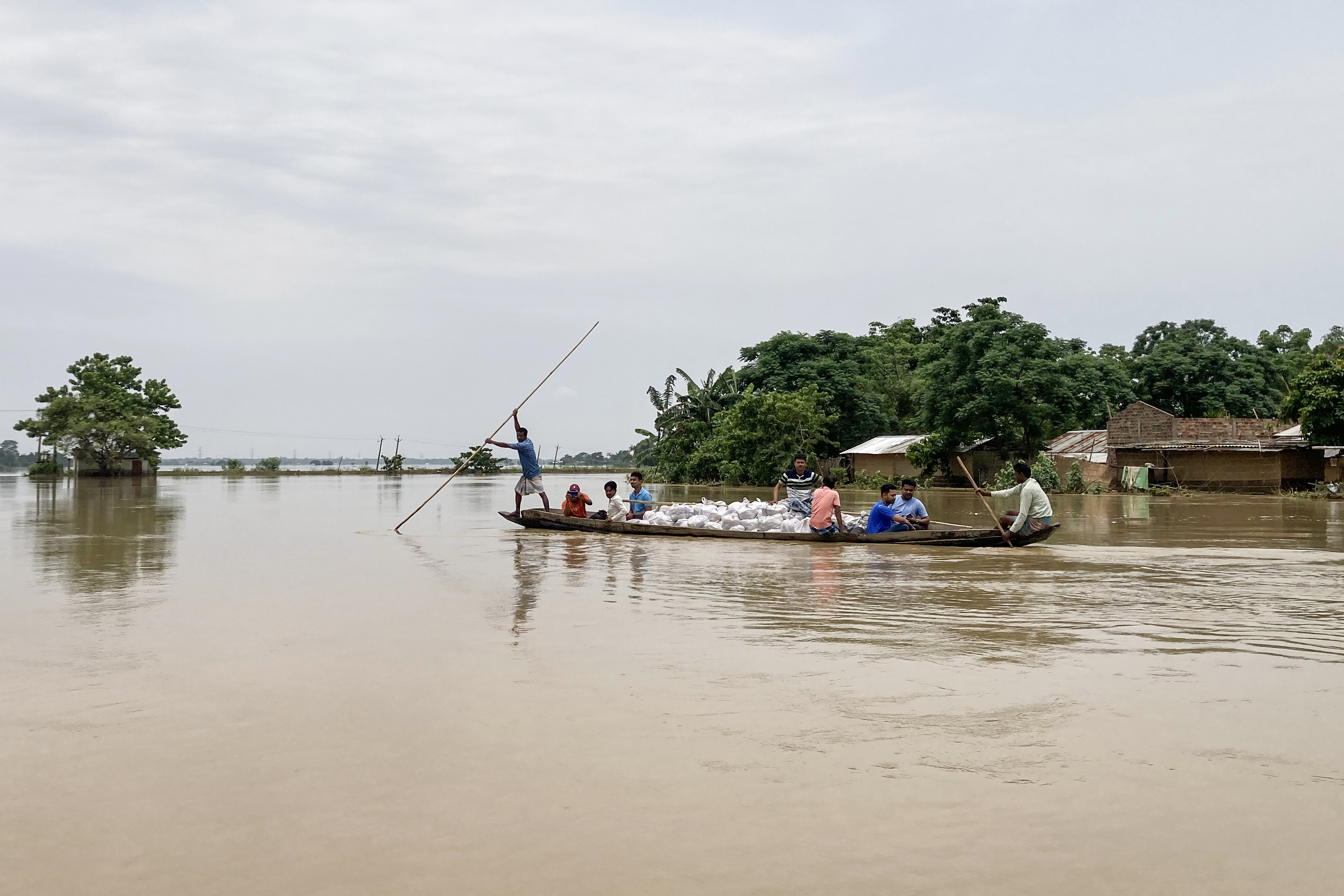 Relief supplies being transported to affected areas in Hojai