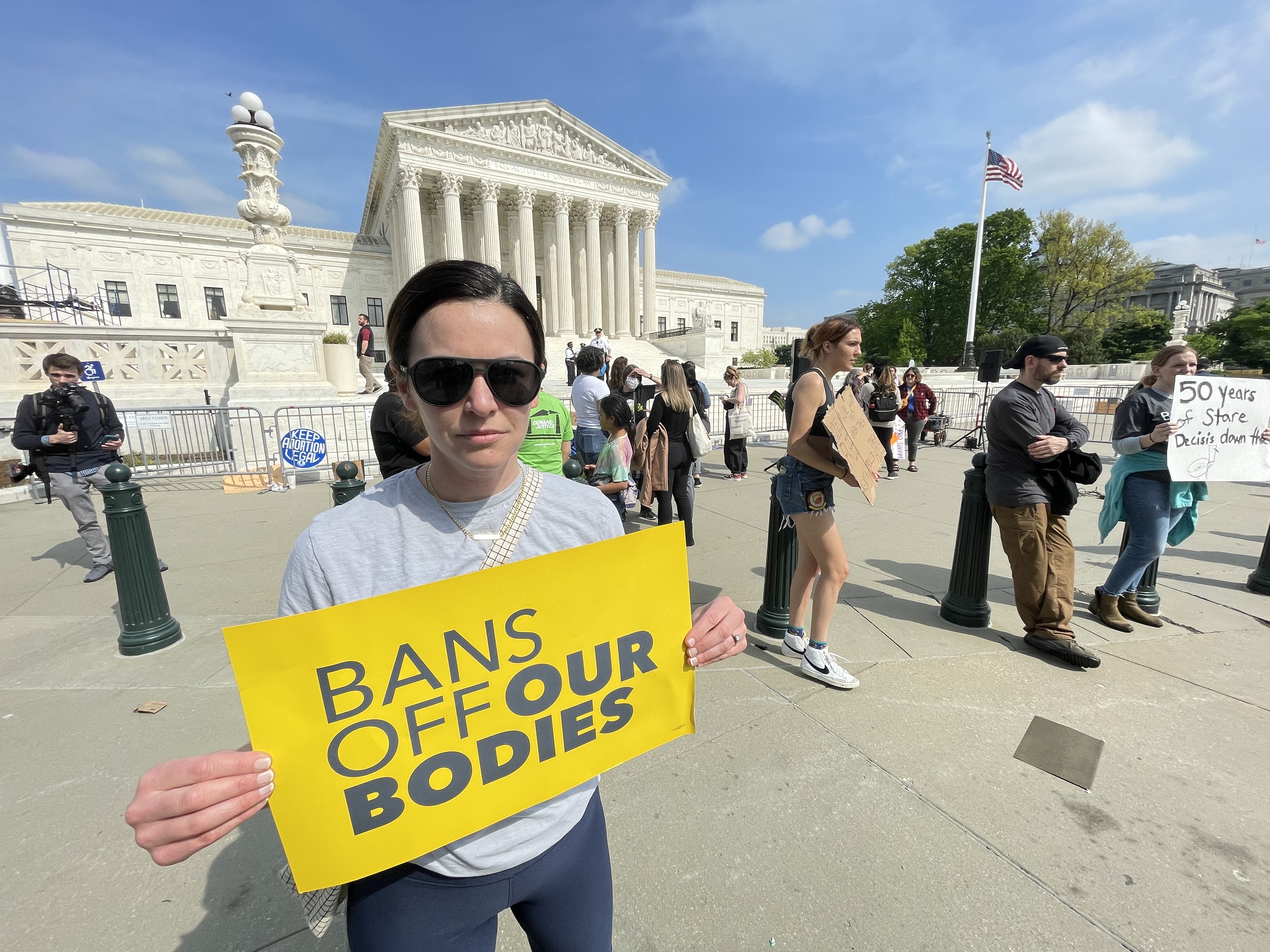 Protester Emily Cramer outside US Supreme Court