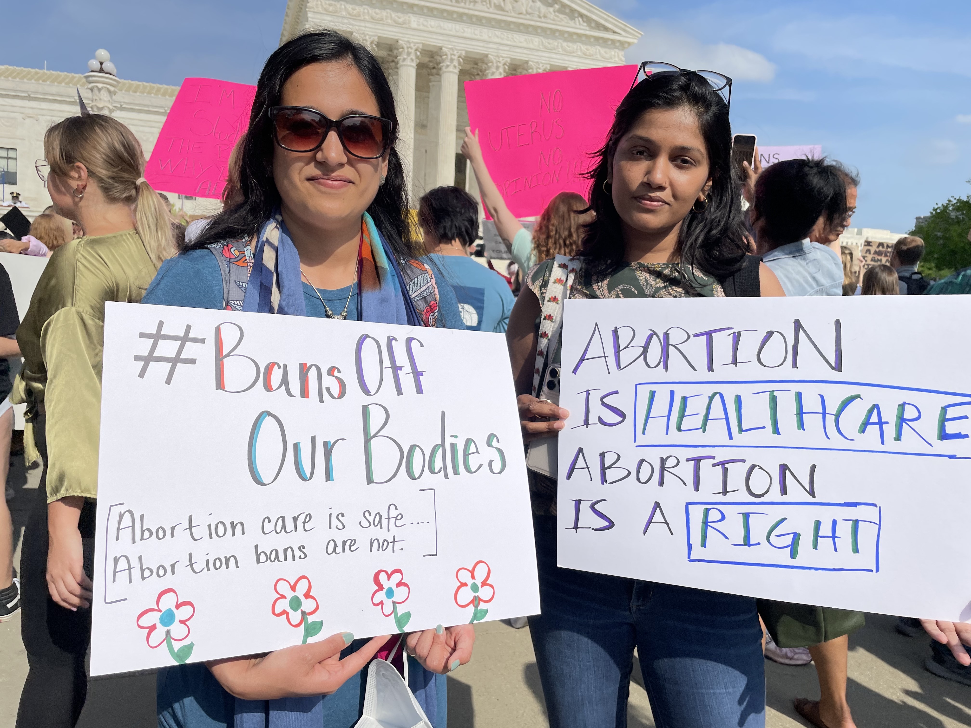 Protesters stand outside Supreme Court of US