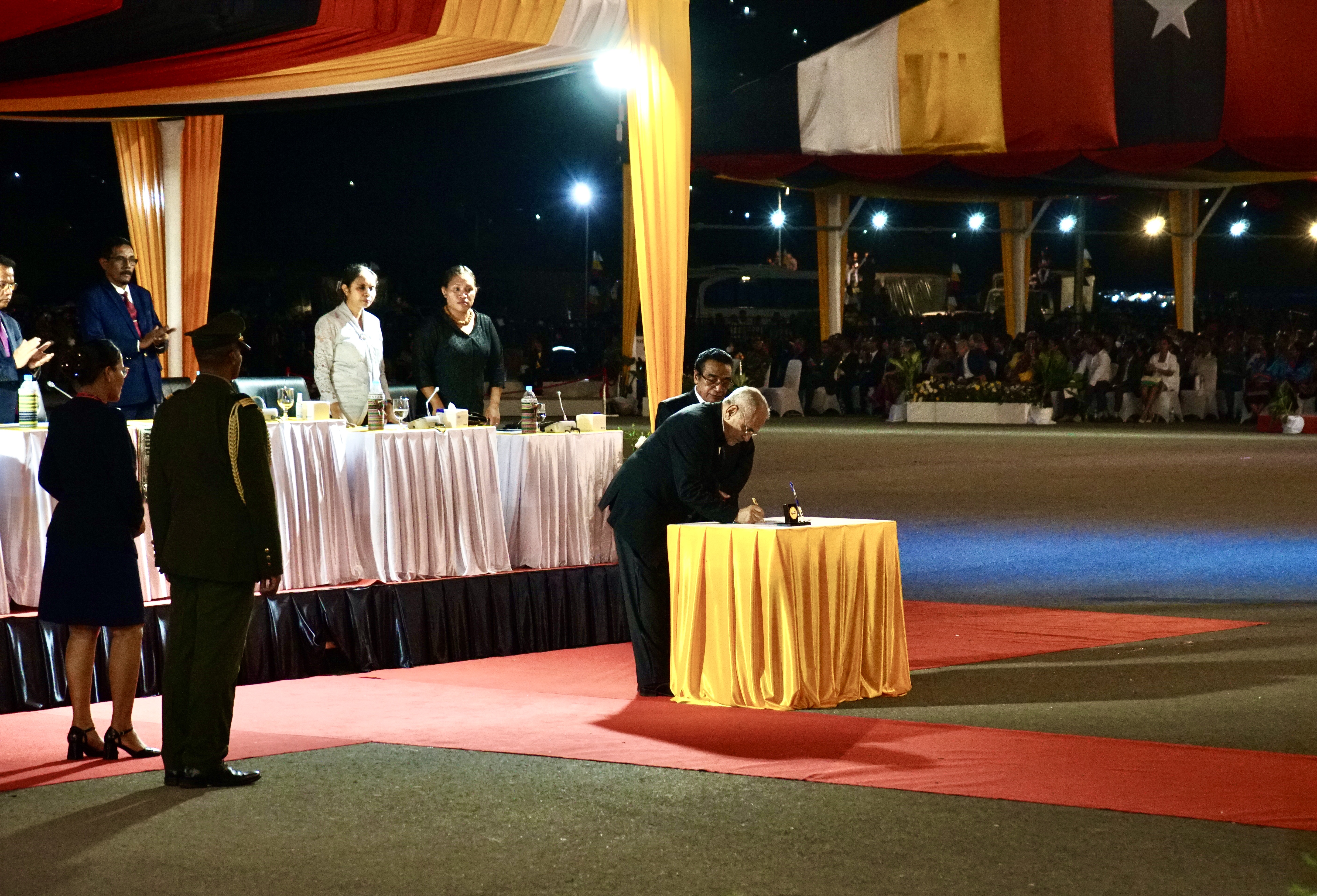 Jose Ramos Horta is sworn into office in Dili, East Timor.