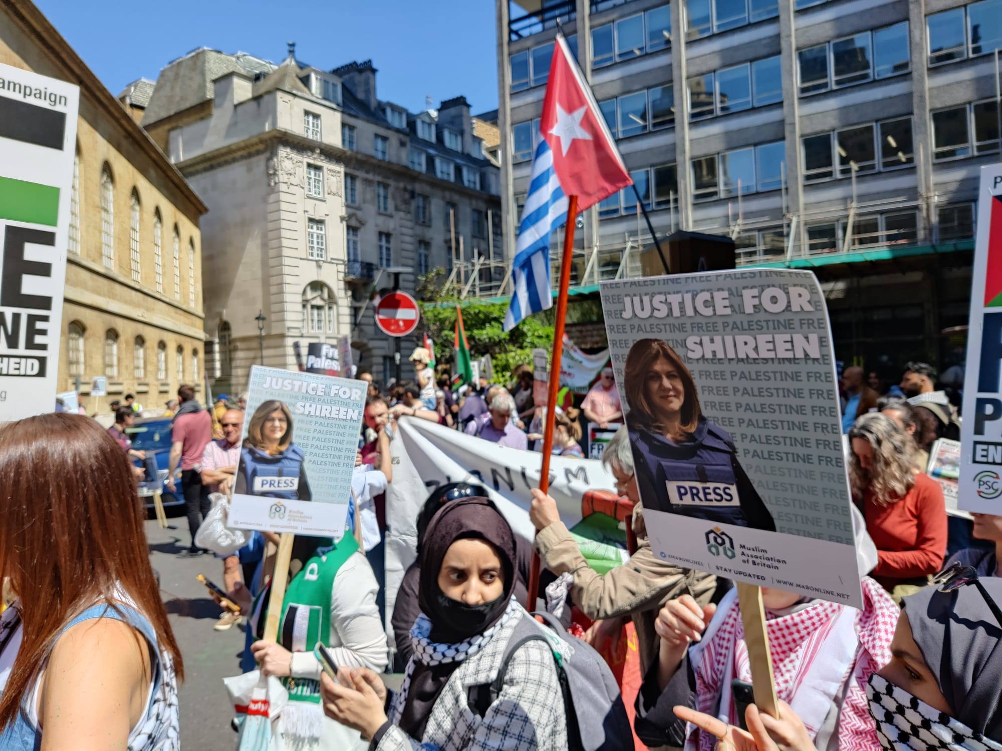 Rally in central London r the murdered Palestinian journalist Shireen Abu Akleh.