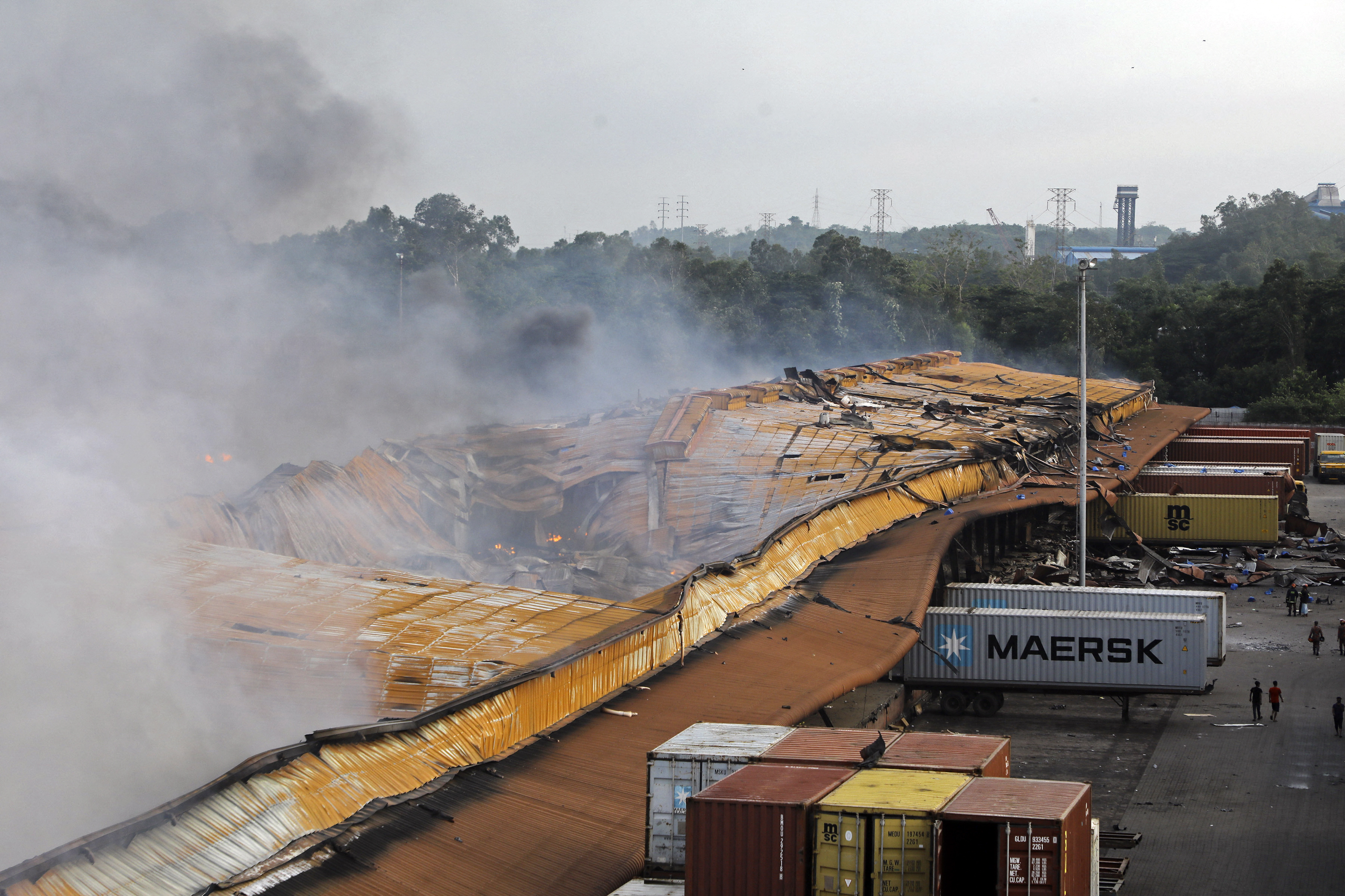 This picture taken on June 5, 2022 shows smoke billowing after a fire broke out