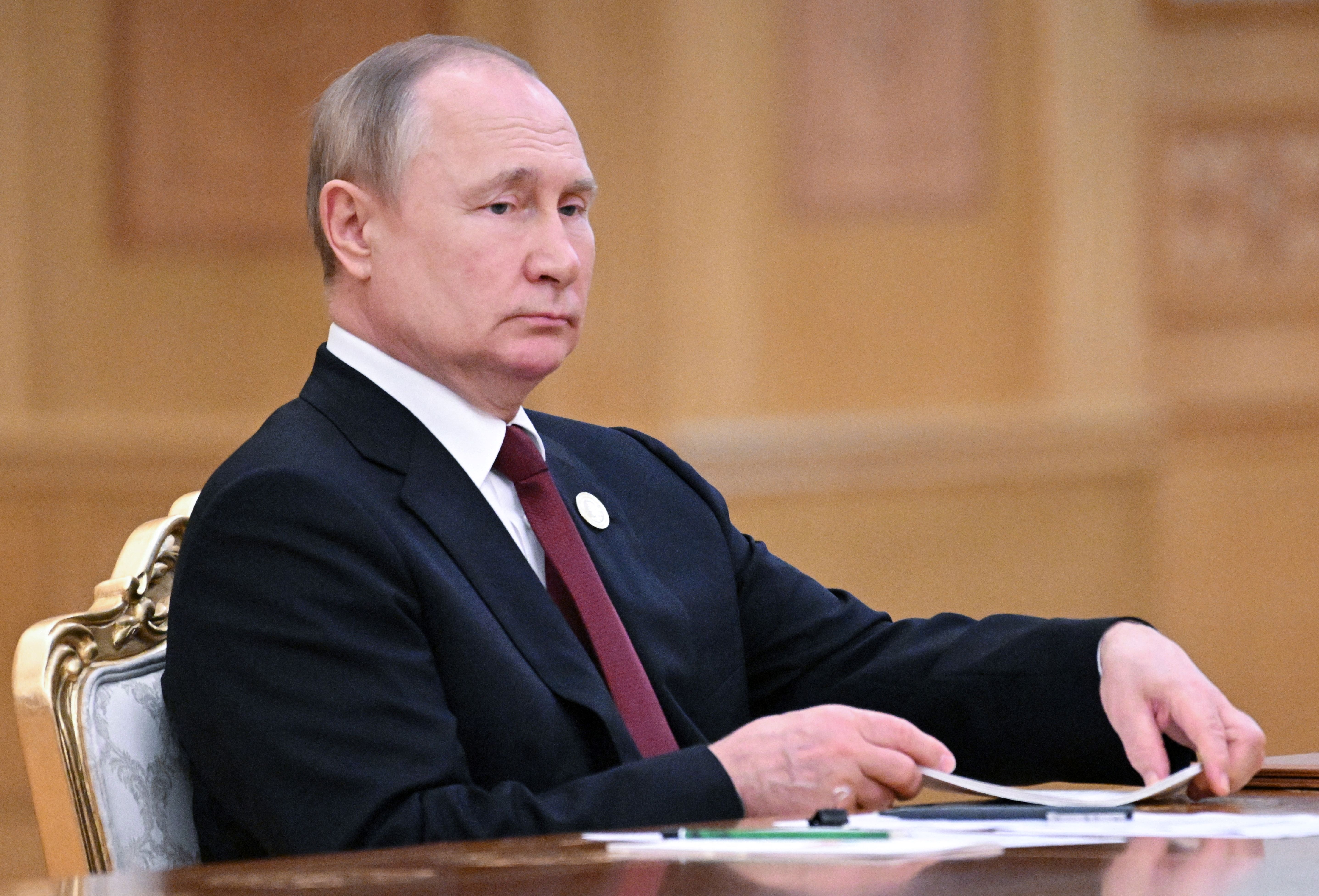 Russian President Vladimir Putin takes part in the 6th Caspian Summit in Ashgabat, Turkmenistan.