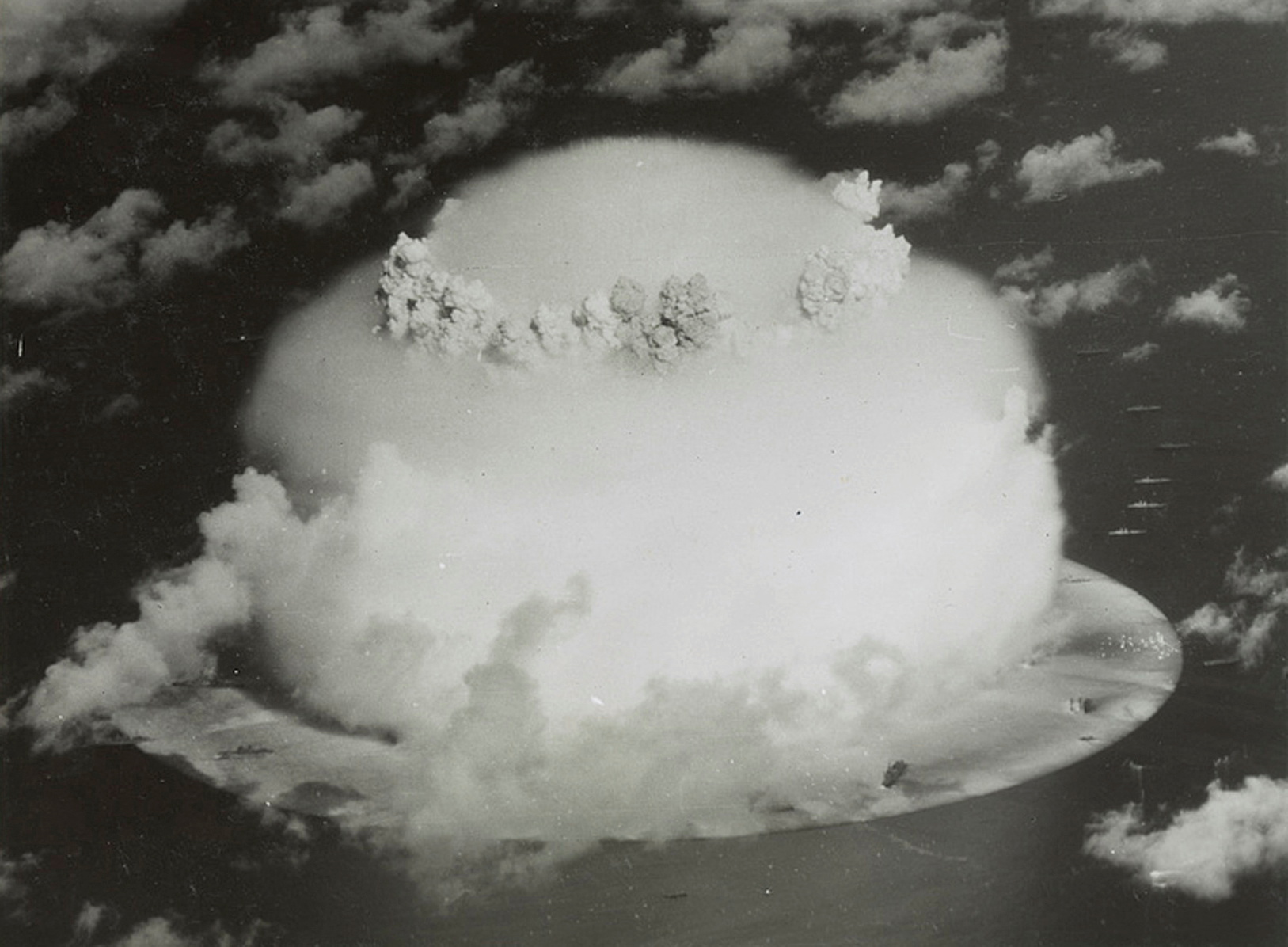 A mushroom cloud after a nuclear weapons test on Bikini Atoll in the Marshall Islands in 1946.