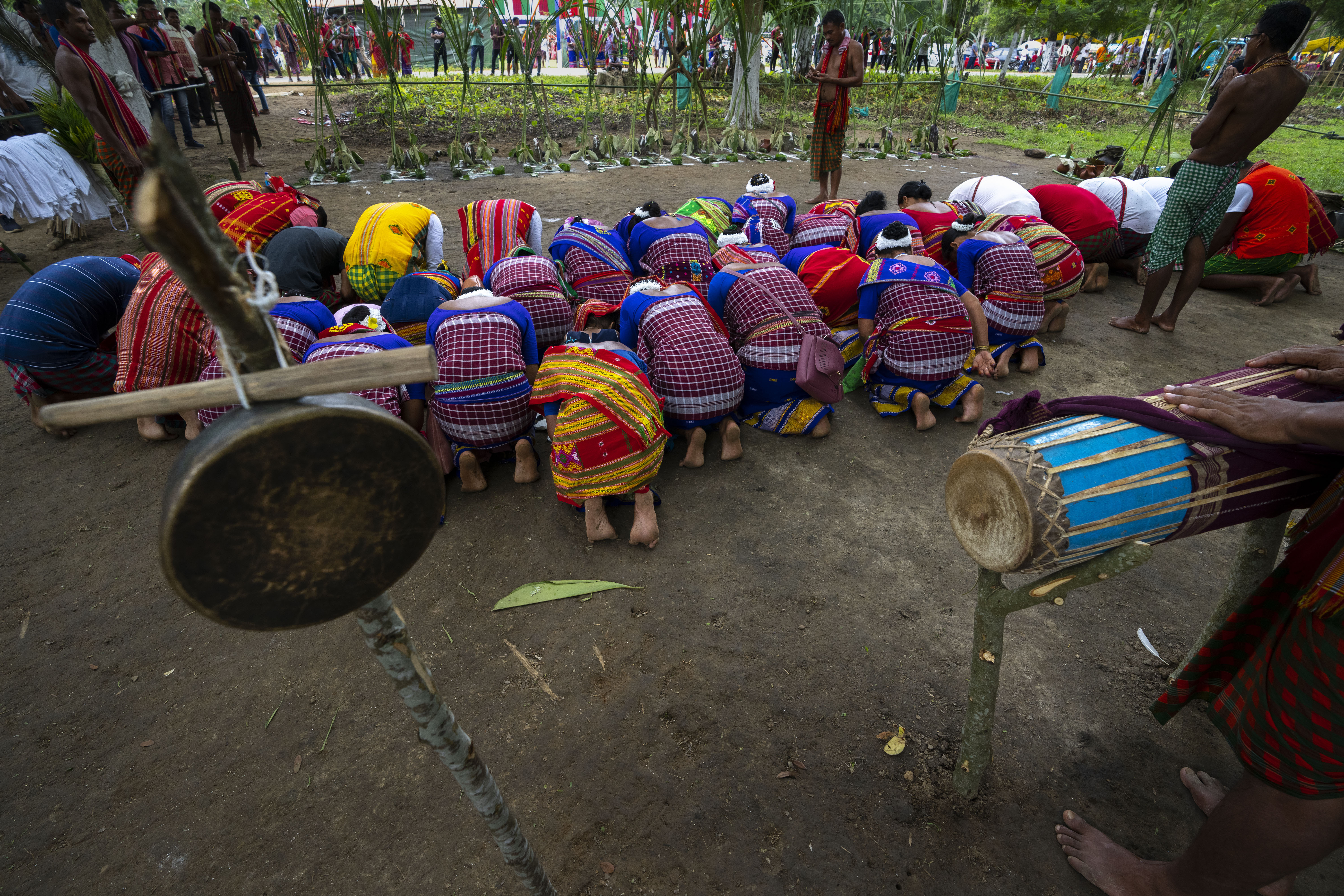 Indian Rabha tribal Hindu priests bless Rabha people