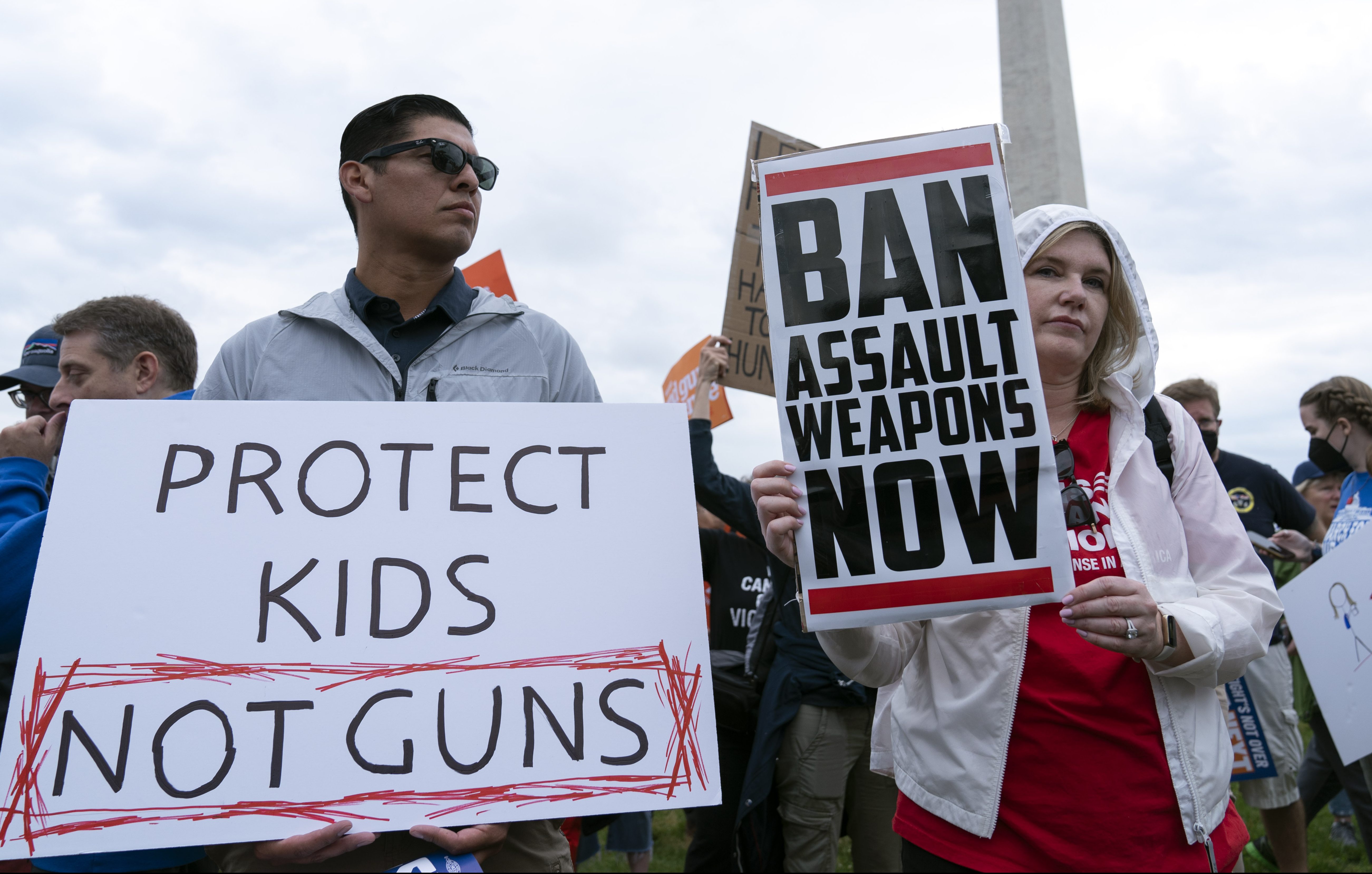 People at the second March for Our Lives rally in support of gun control in front of the Washington Monument