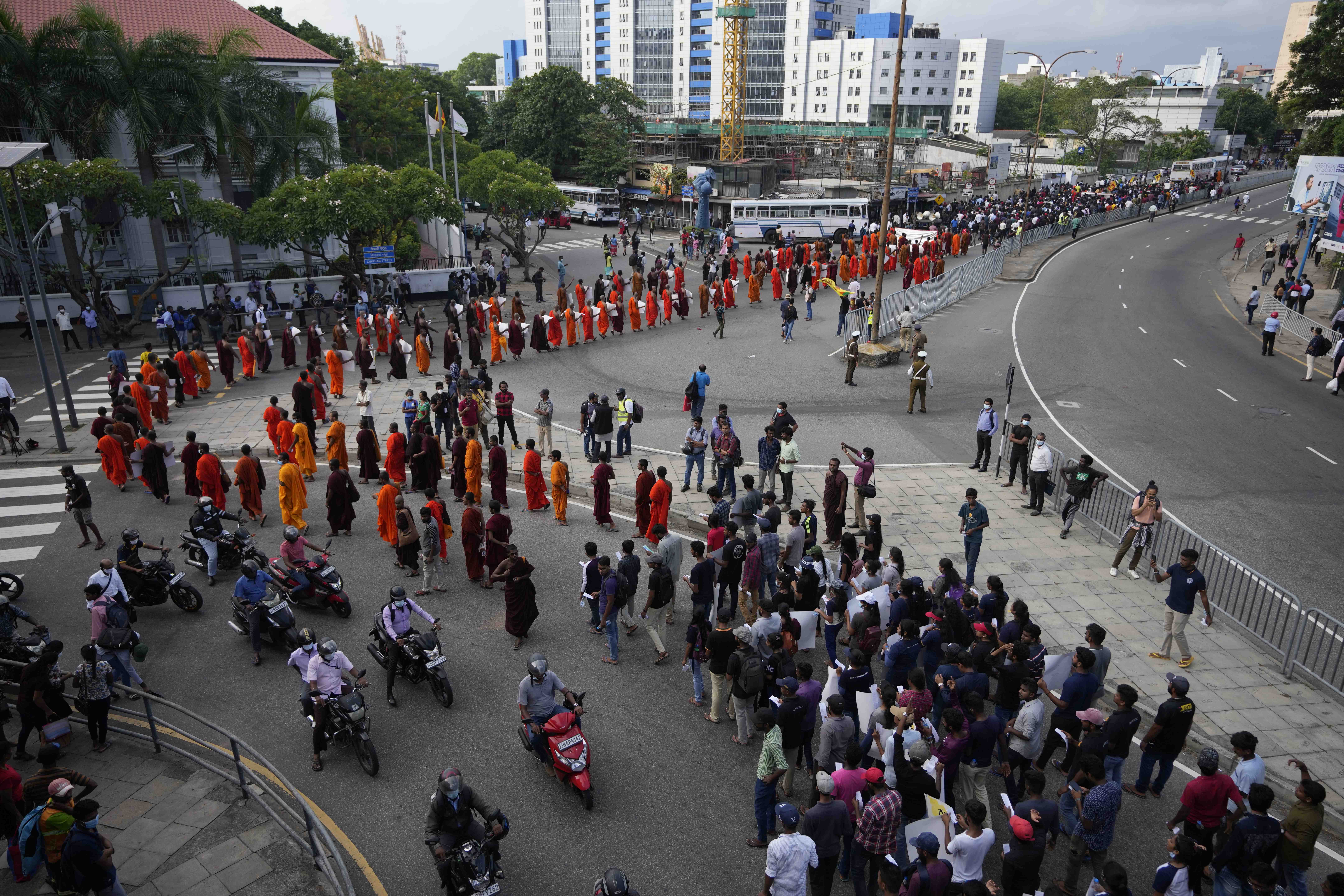 Sri Lankan university students march demanding President Gotabaya Rajapaksa resign