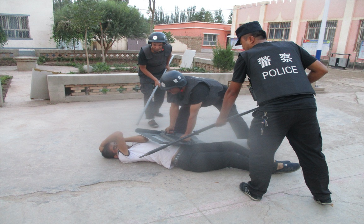 Police drill in Xinjiang, China.