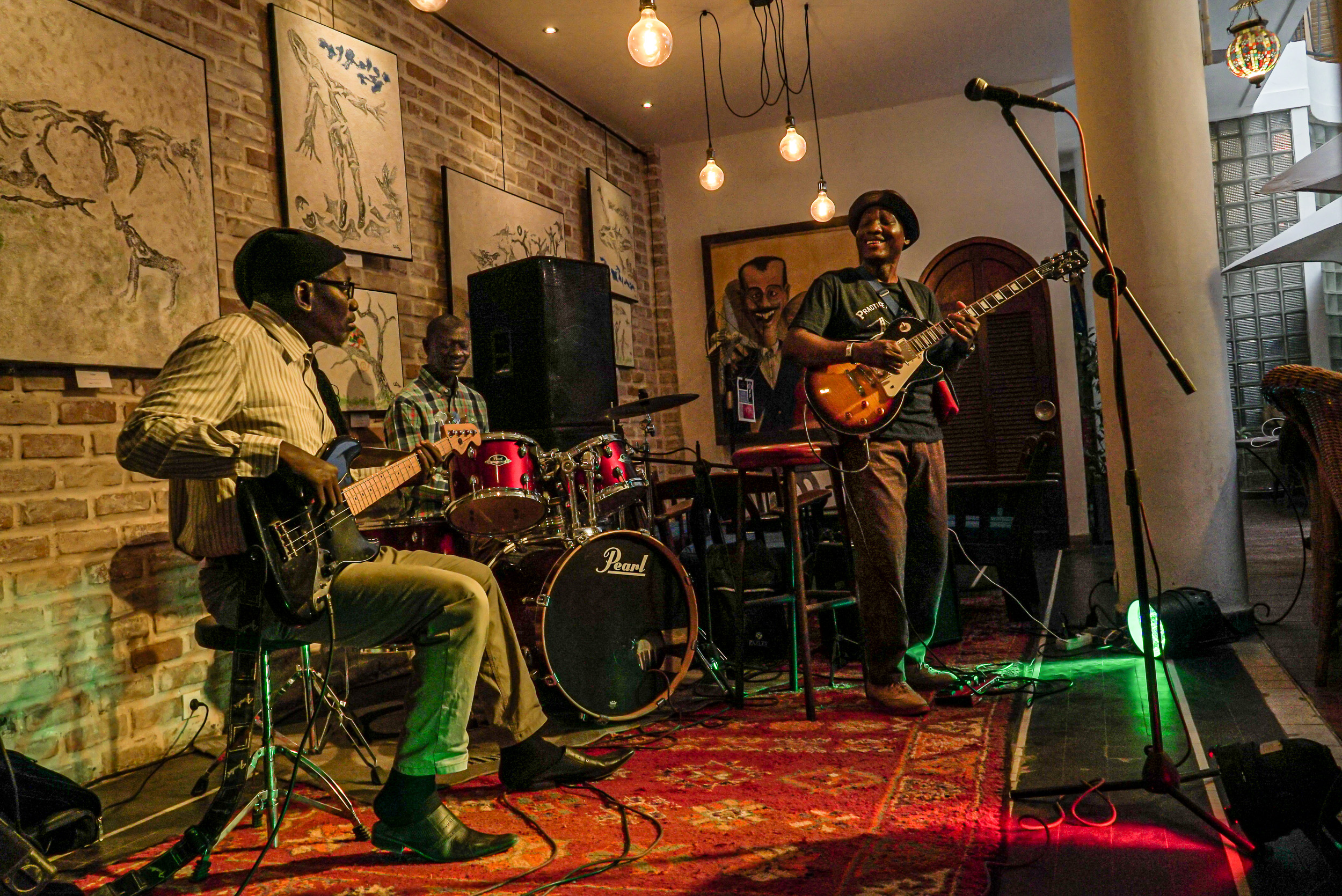 Guestu Jazz Trio performs at Hotel de la Résidence during the Saint Louis Jazz Festival