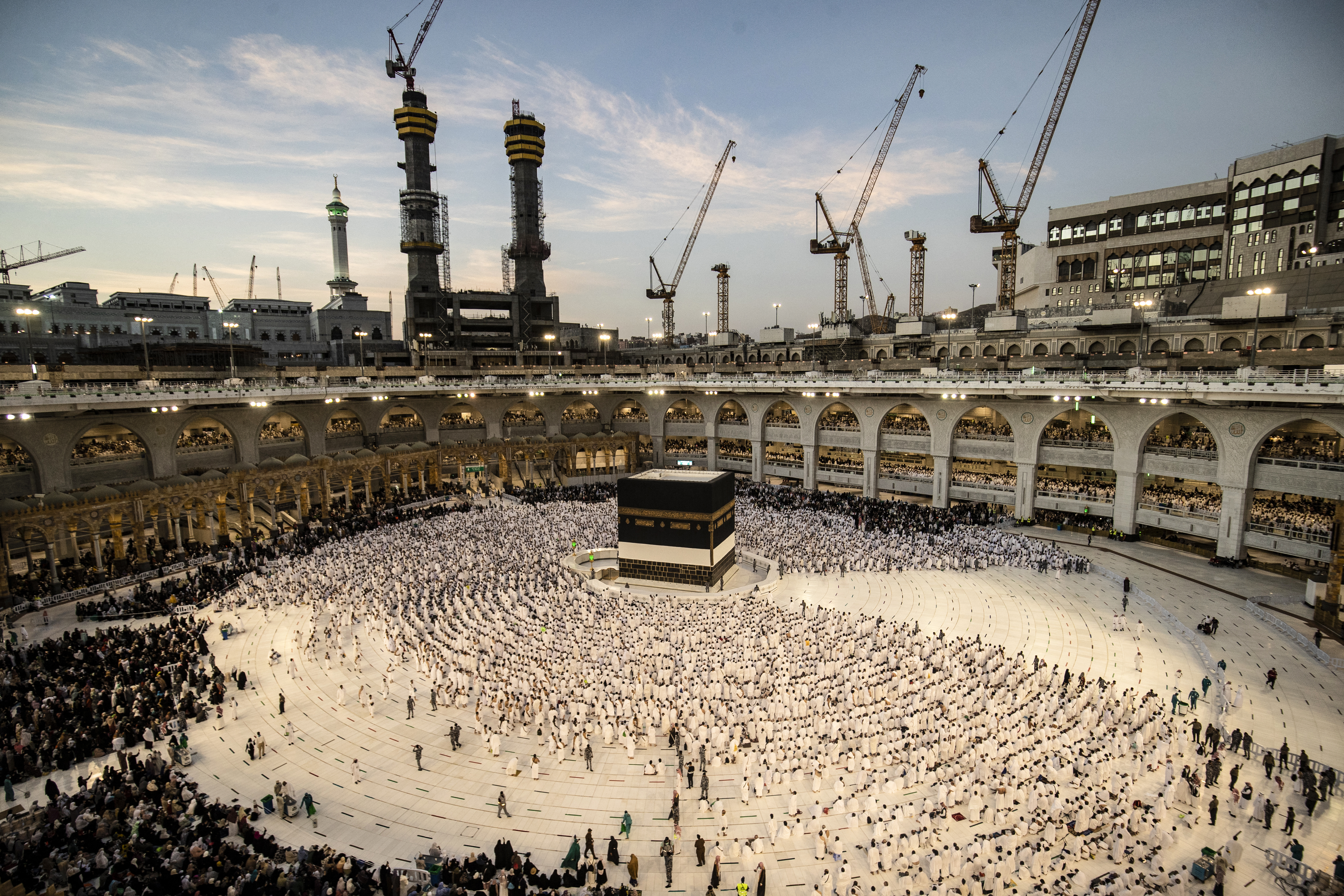 Muslim pilgrims pray around the Kaaba