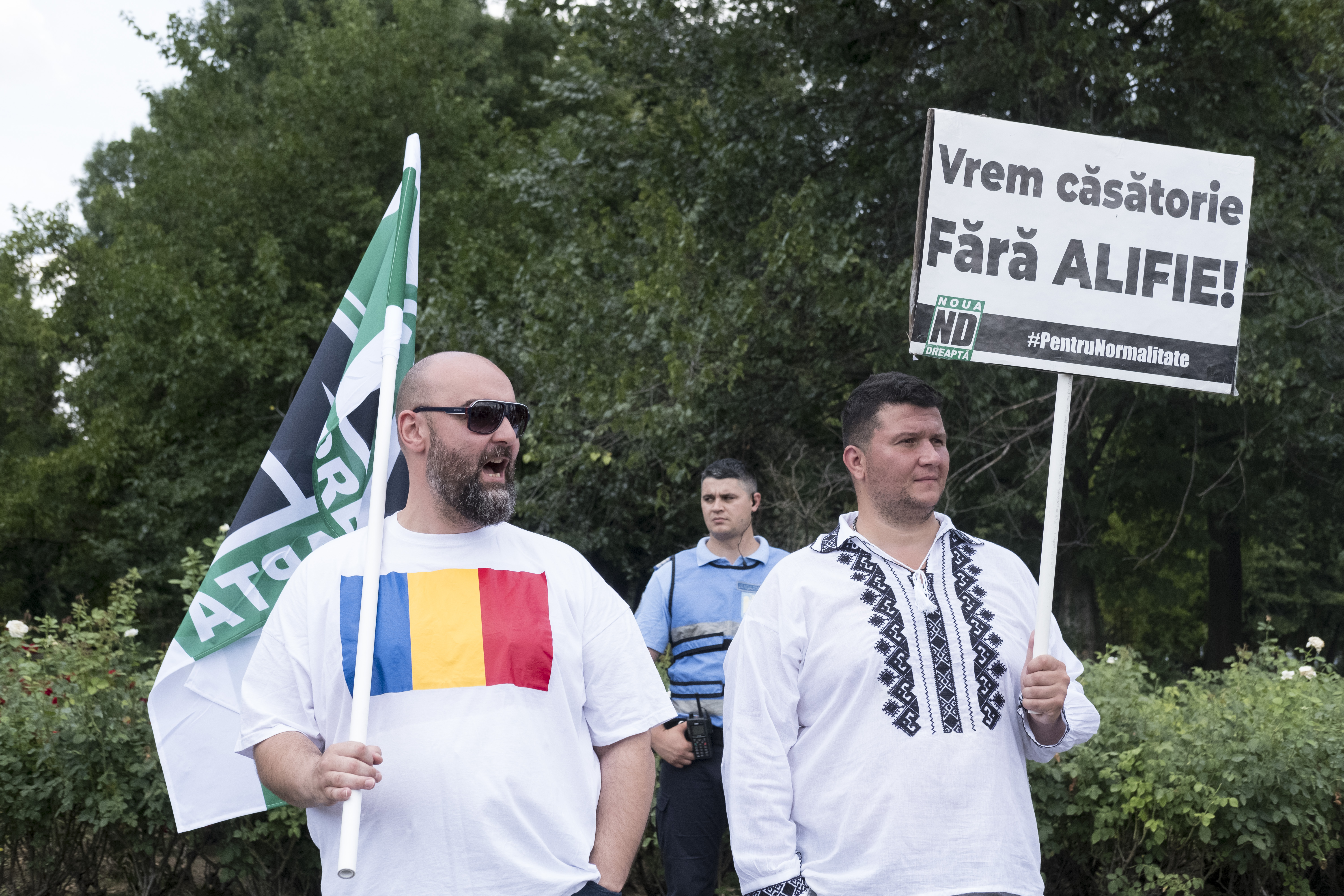 An banner with a hate message towards same-sex marriage
