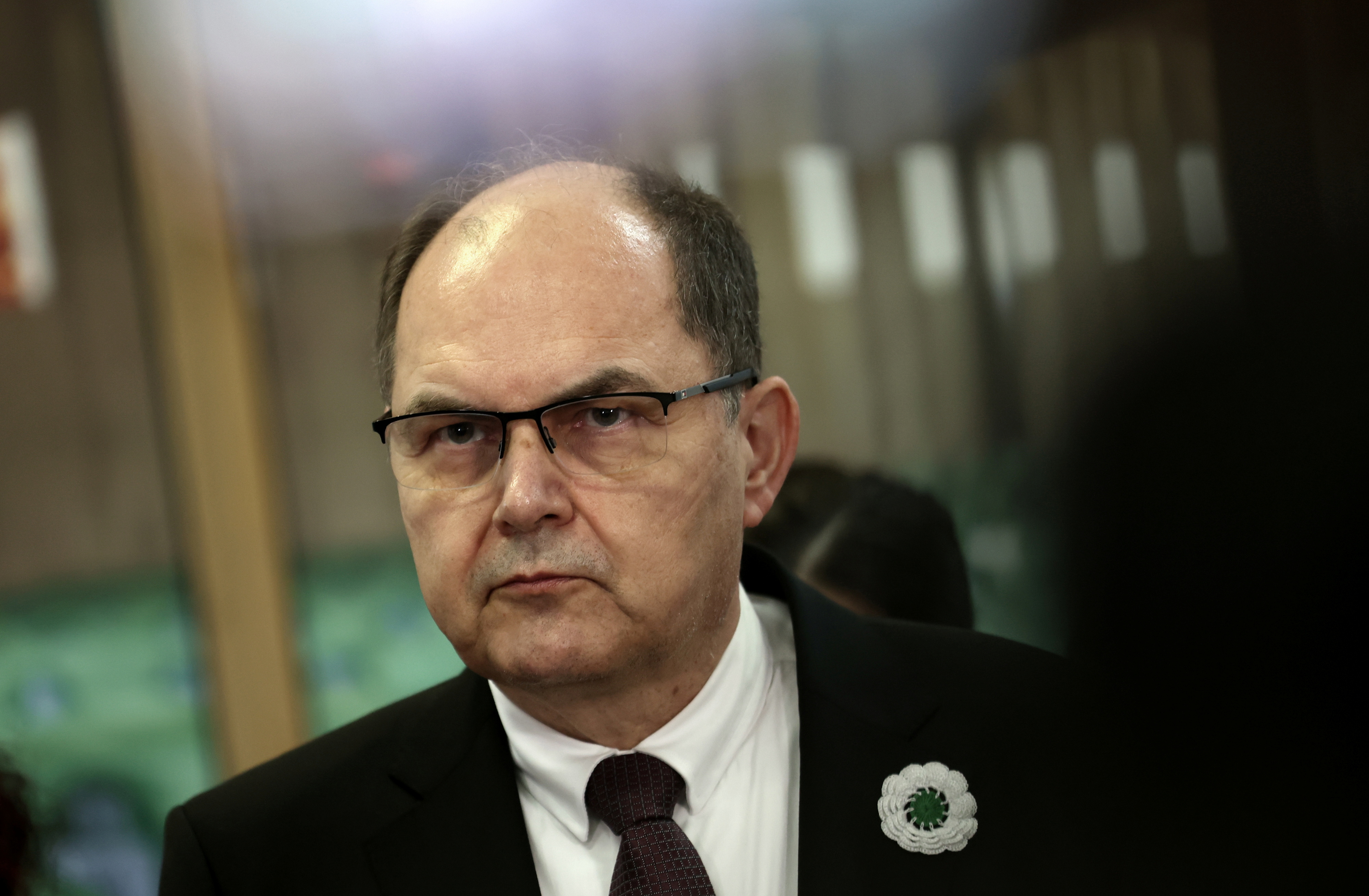 Christian Schmidt, European Union High Representative for Bosnia and Herzegovina, attends an exhibition at Srebrenica Genocide Memorial in Potocari, Bosnia and Herzegovina, February 22, 2022.