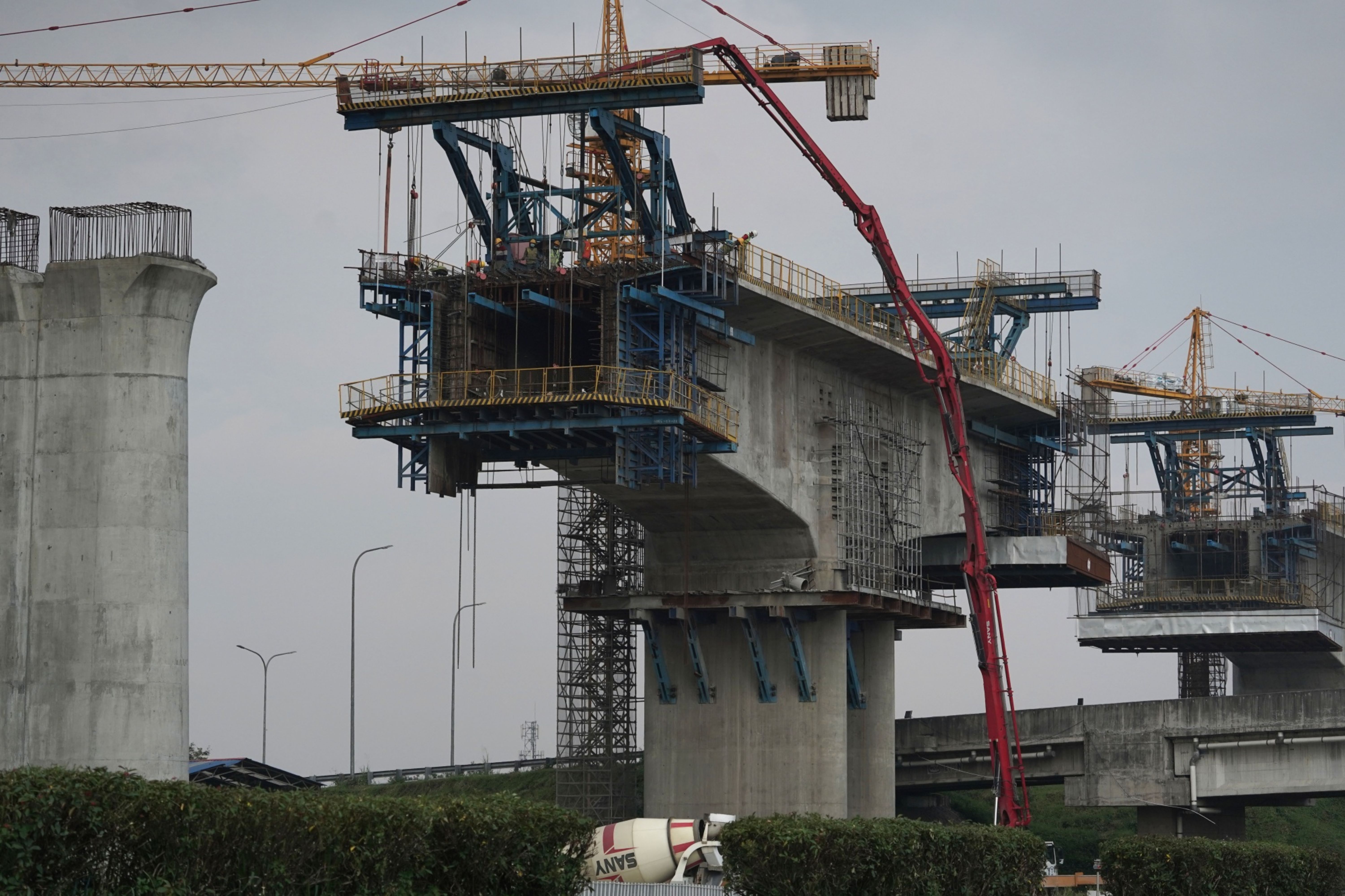 High speed rail line construction in Indonesia.