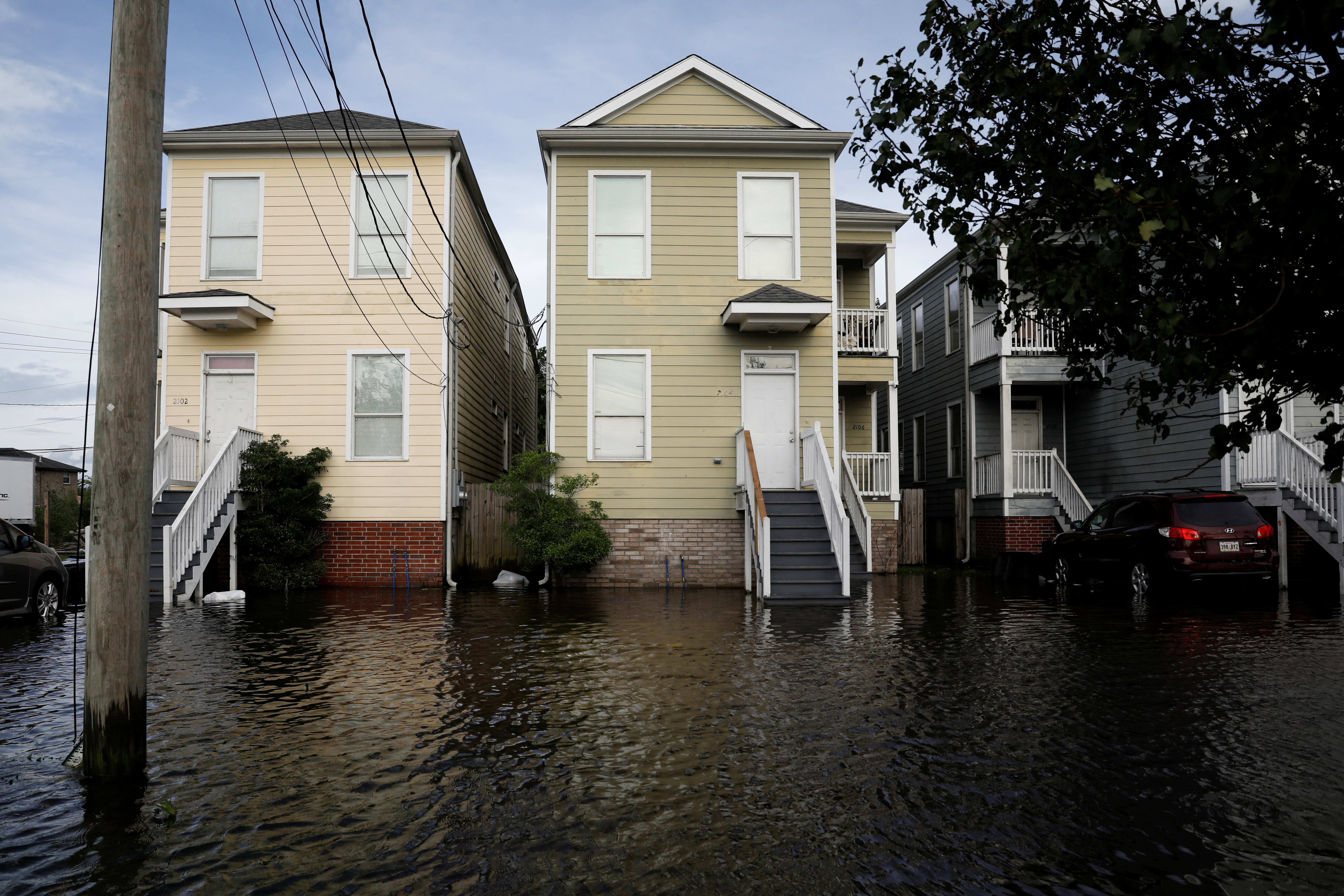 Flooded homes front yards are seen after Hurricane Ida made landfall in Louisiana, in New Orleans, Louisiana, U.S. August 30, 2021.