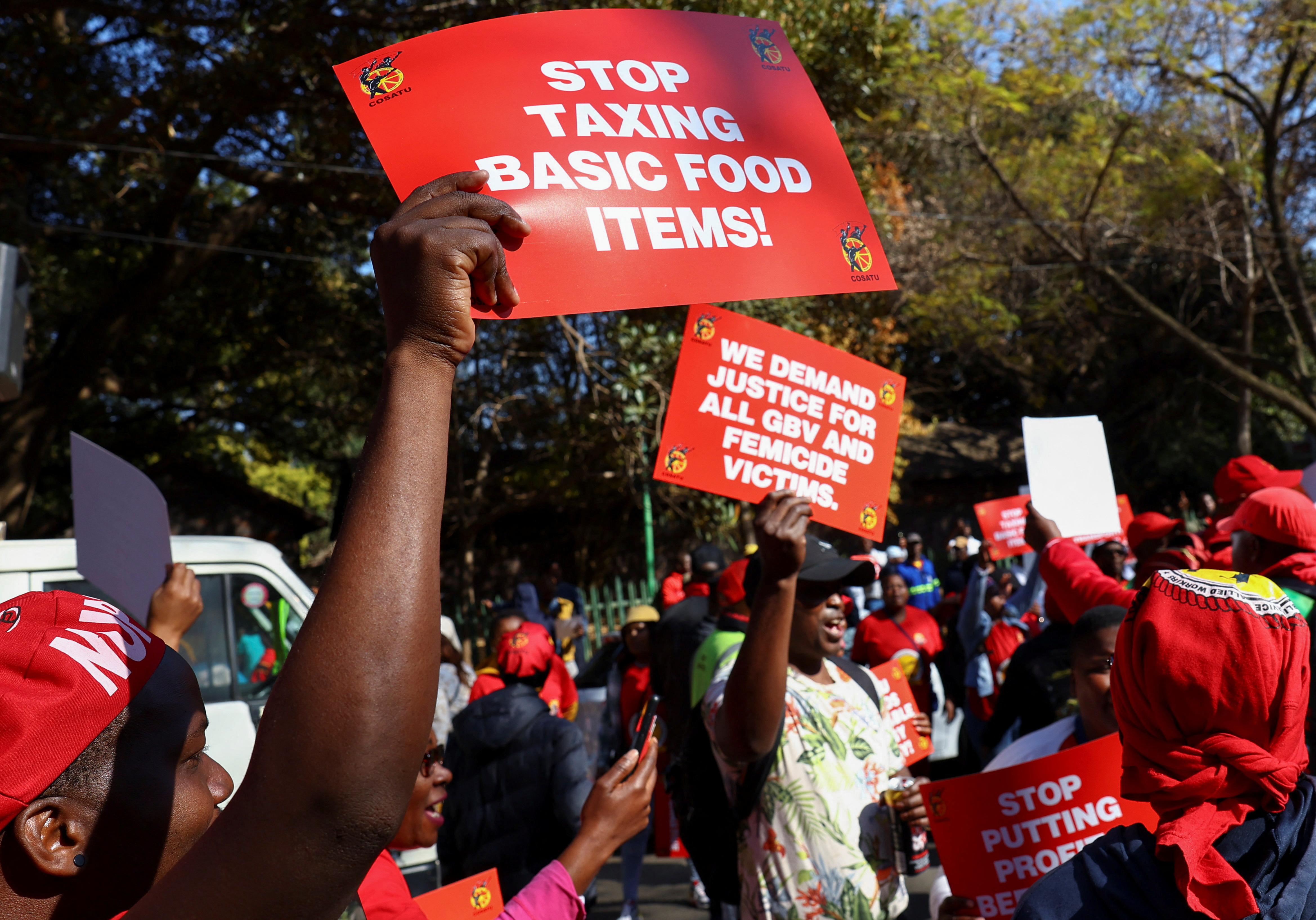 South Africa's labour unions go on a protest