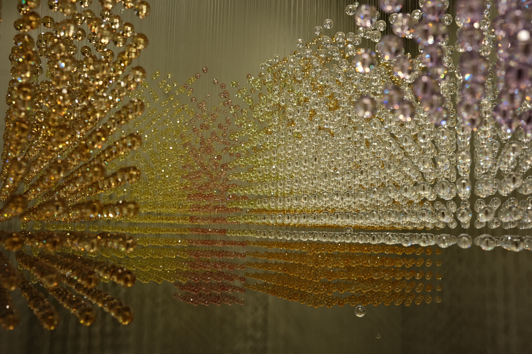 Hanging art display by South Korean artist Bahk Seon Ghi.