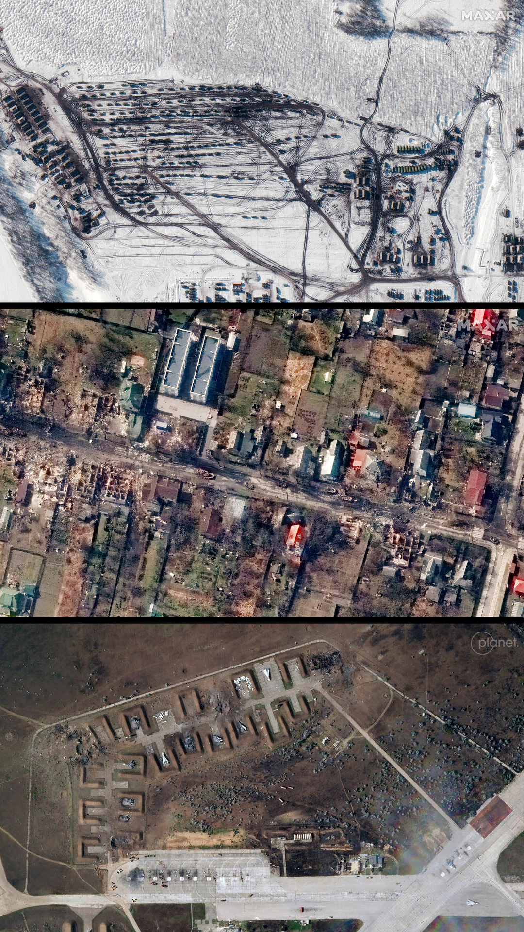 Interactive Russia Ukraine six months satellite images vertical