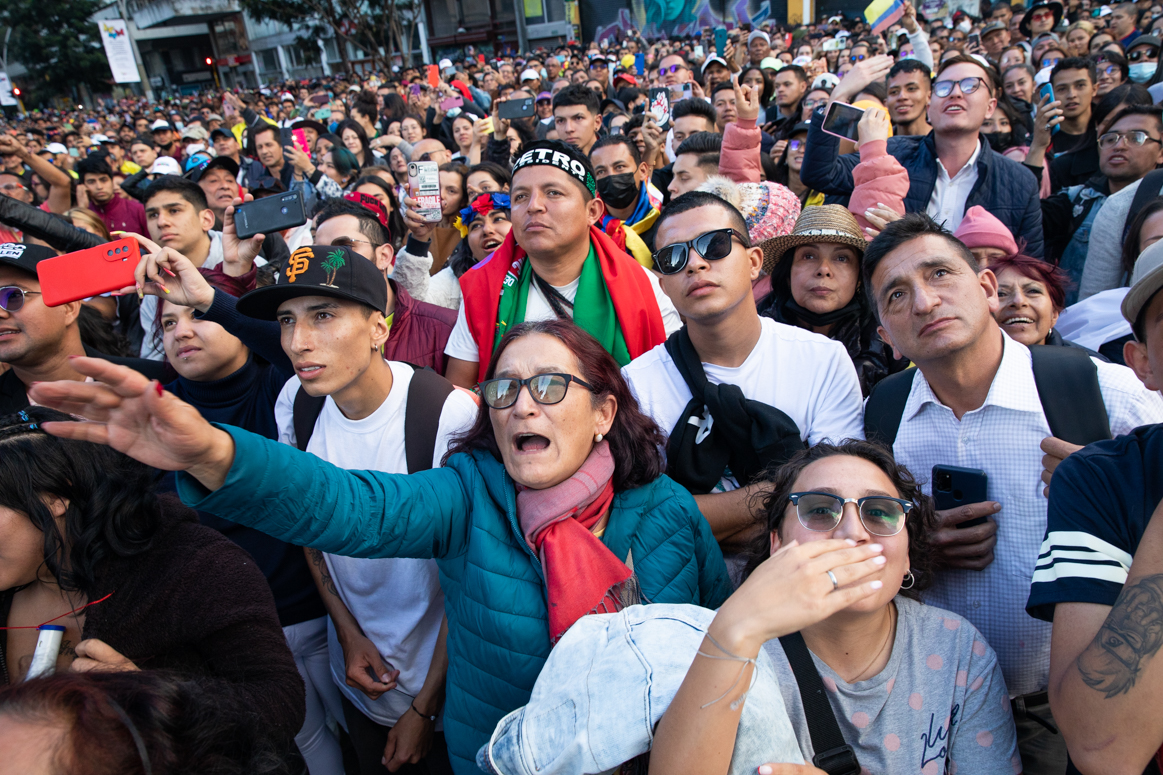 housands flooded the plazas of downtown Bogotá during the inauguration ceremony of President Gustavo Petro 