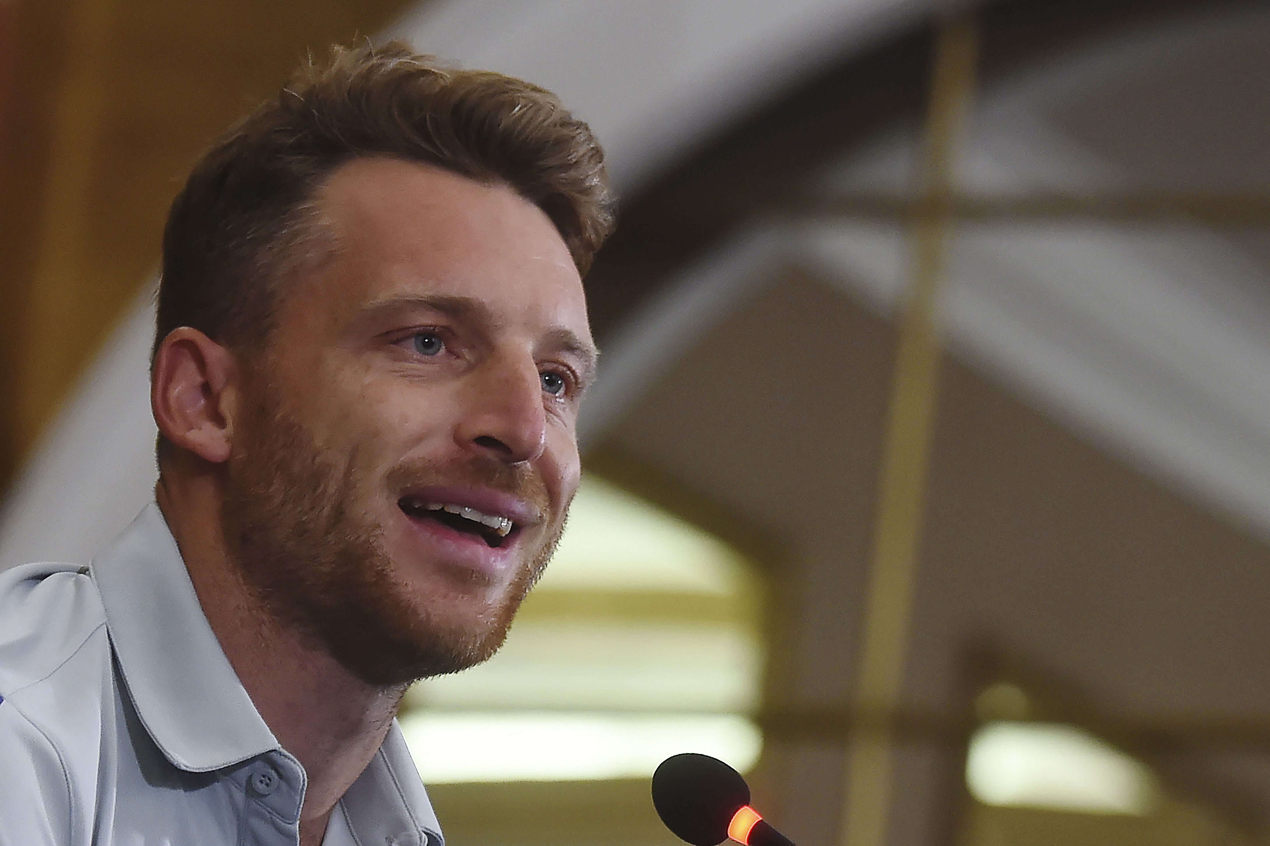 England's Twenty20 cricket team captain Jos Buttler speaks during a press conference in Karachi