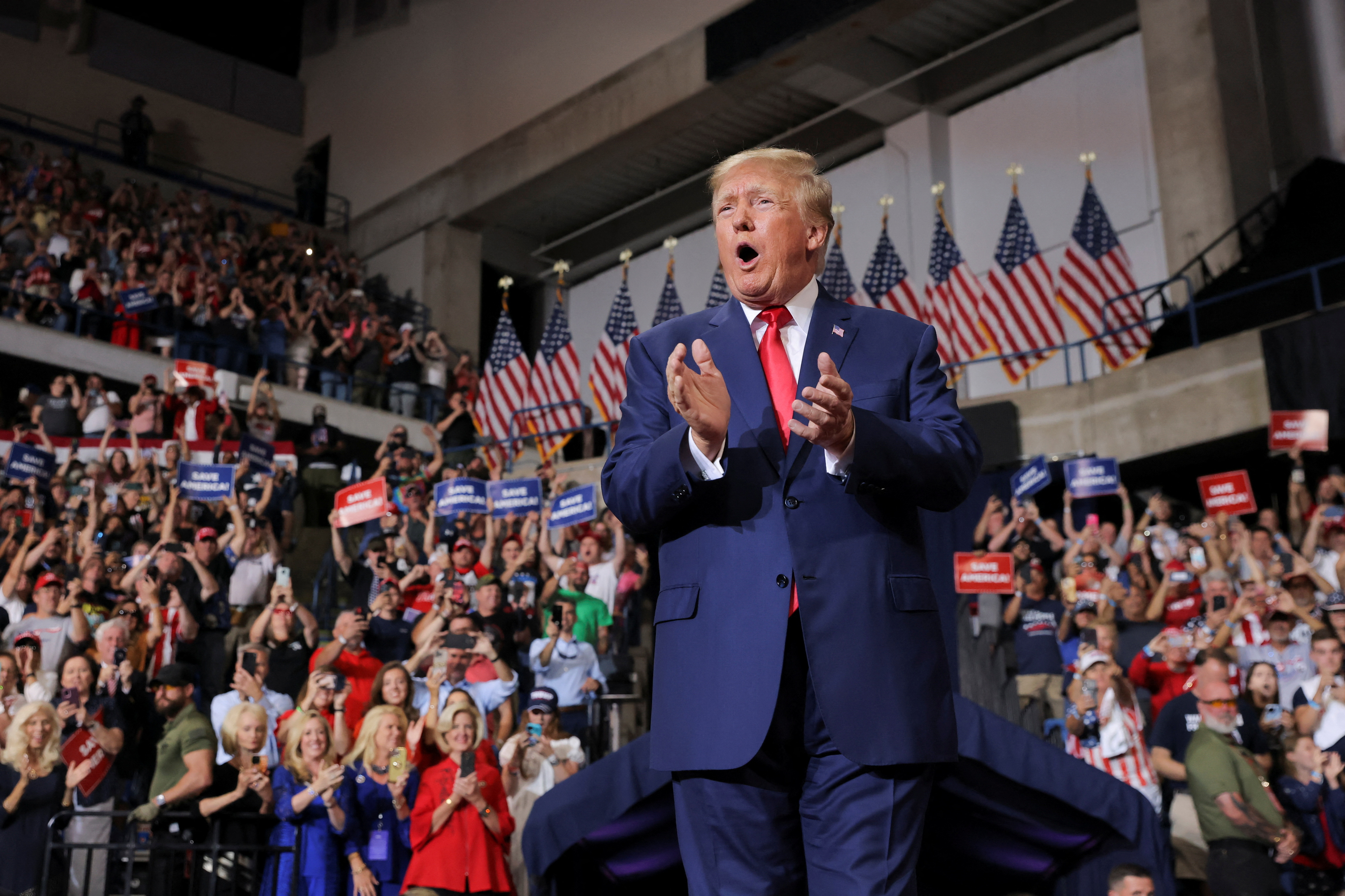 Donald Trump at a rally in Wilkes-Barre, Pennsylvania.