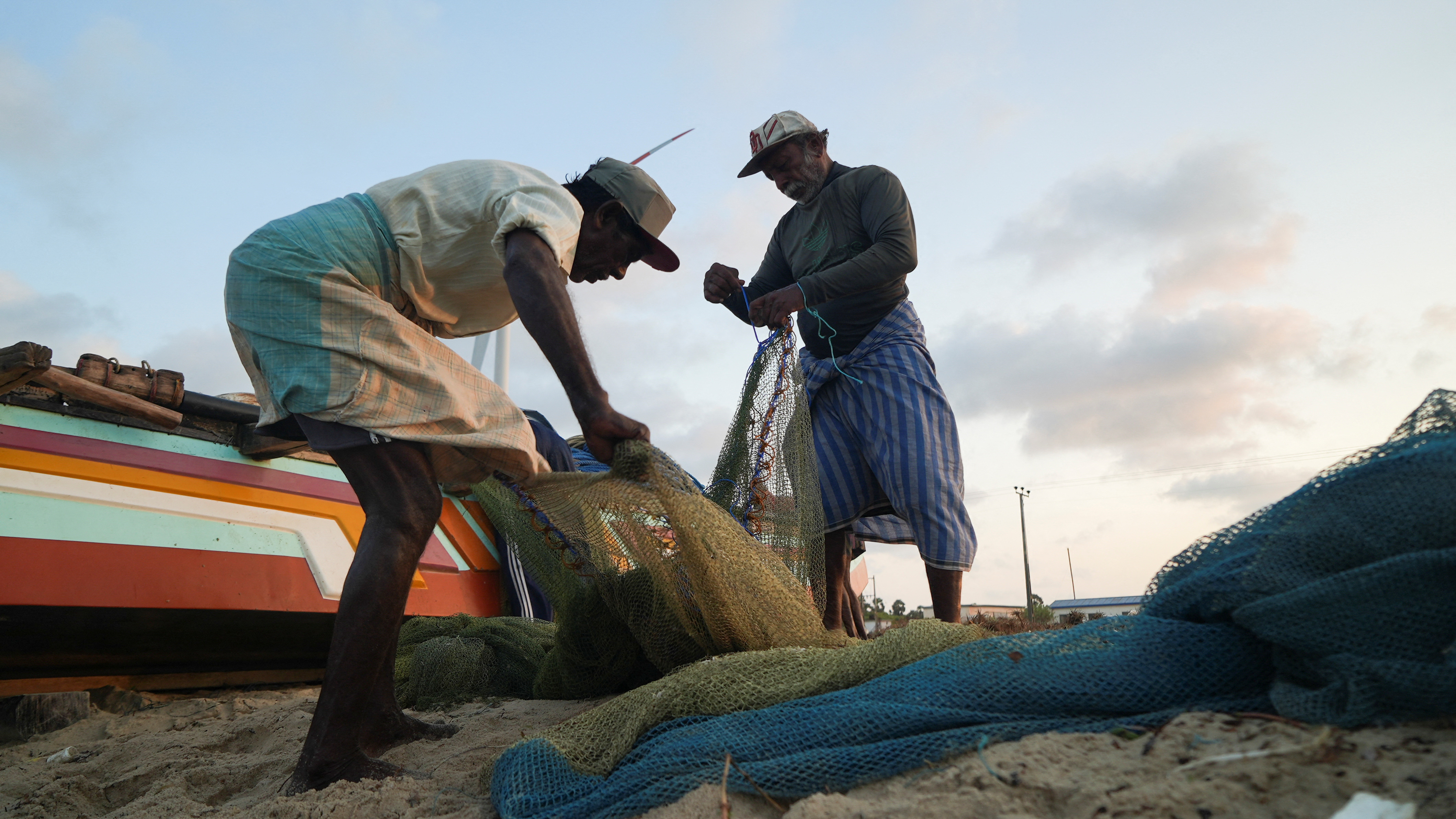 Sri Lanka fishermen with nets