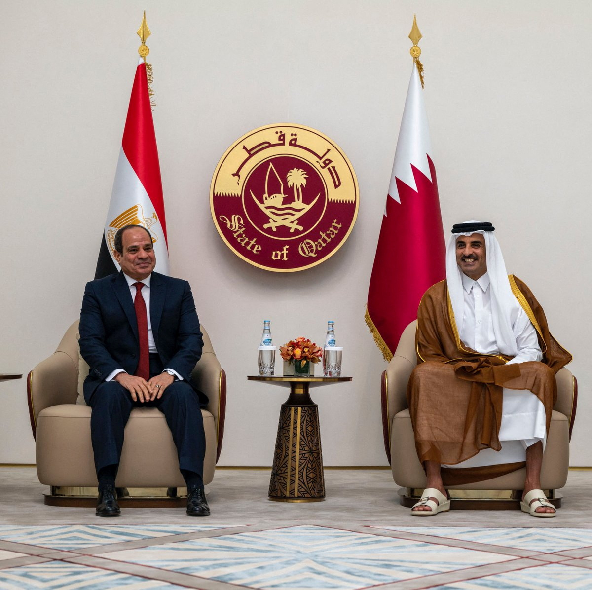 Qatar's Emir, Sheikh Tamim bin Hamed al-Thani meets with Egypt's President Abdel Fattah al-Sisi in Doha, Qatar September 13, 2022.